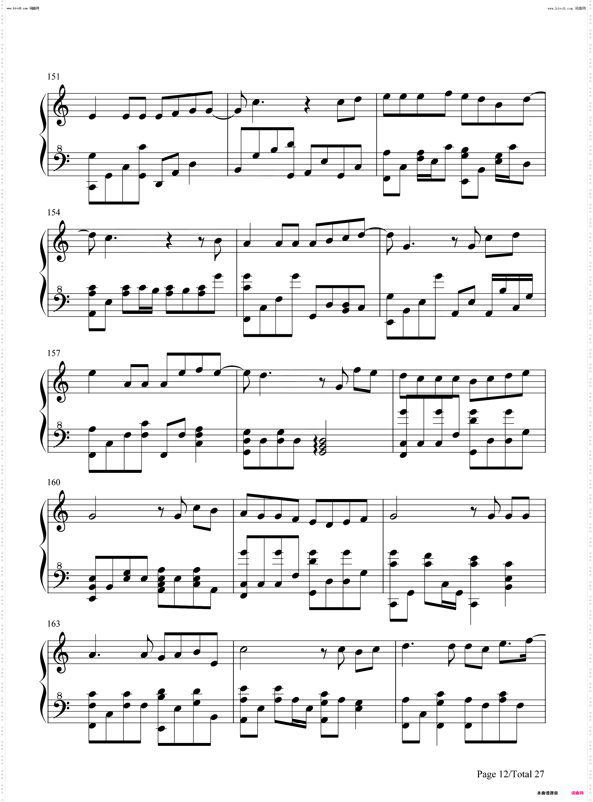 周杰伦歌曲串烧_钢琴五线谱及简谱