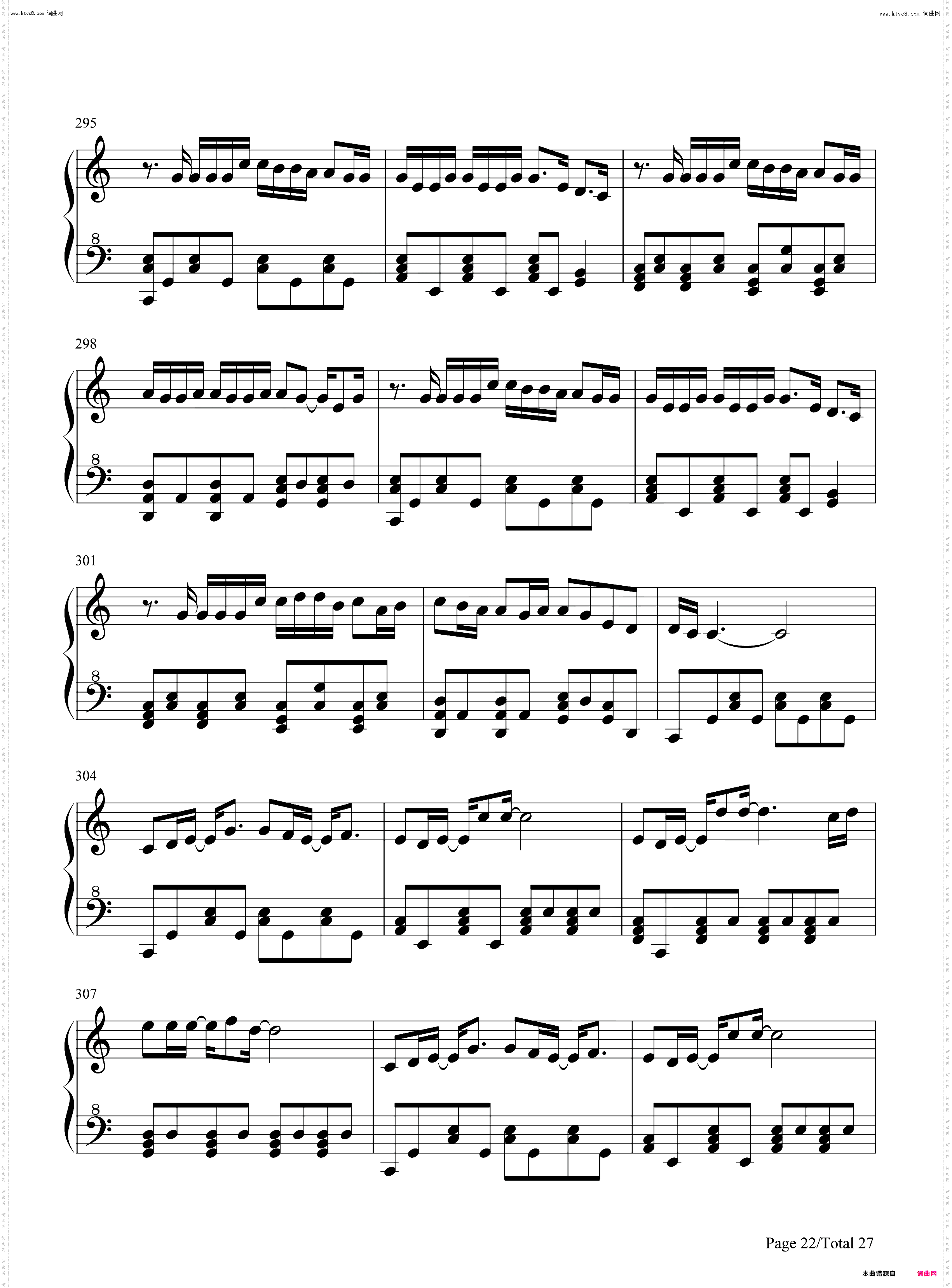 周杰伦歌曲串烧_钢琴五线谱及简谱