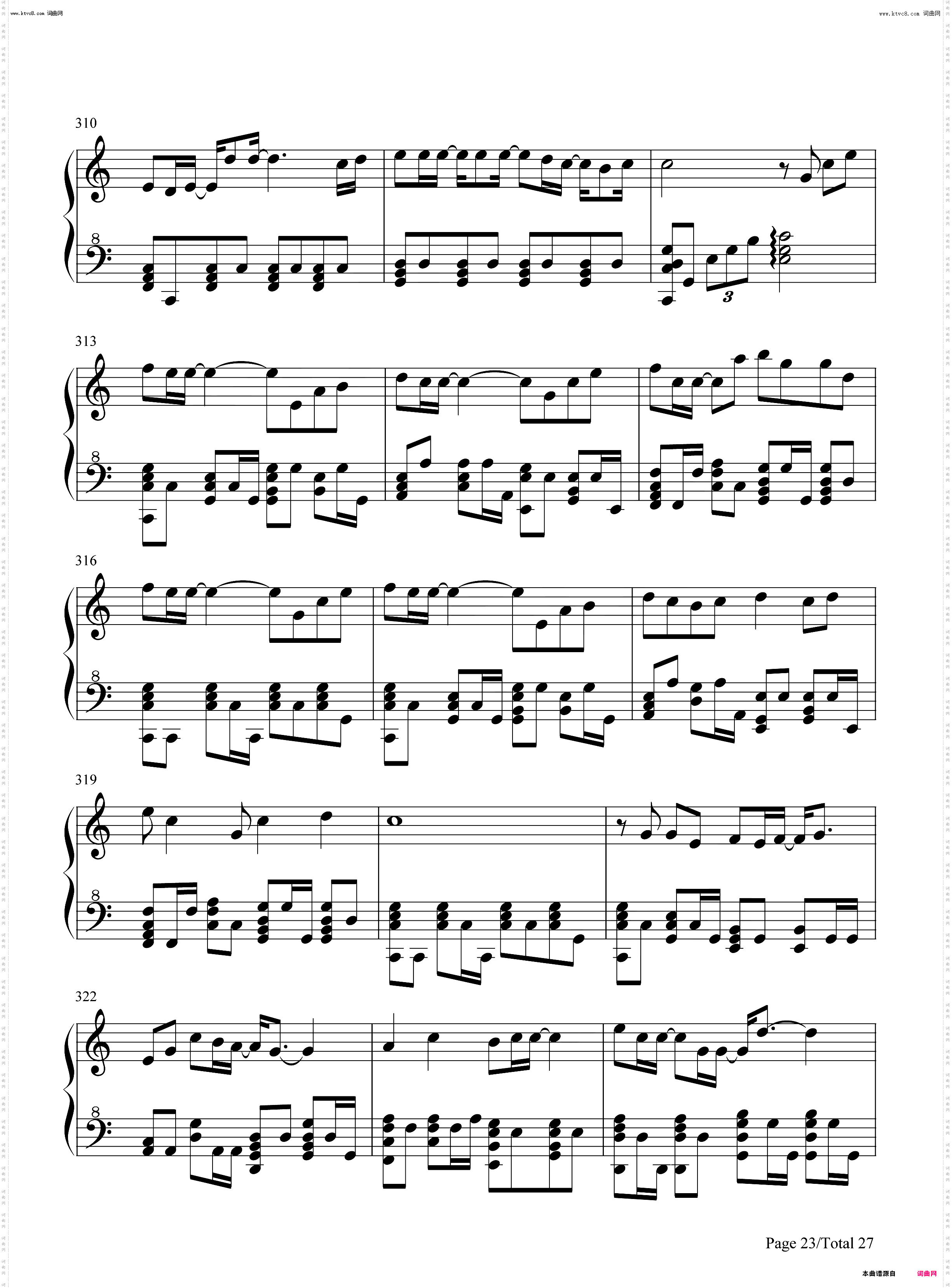 周杰伦歌曲串烧_钢琴五线谱及简谱