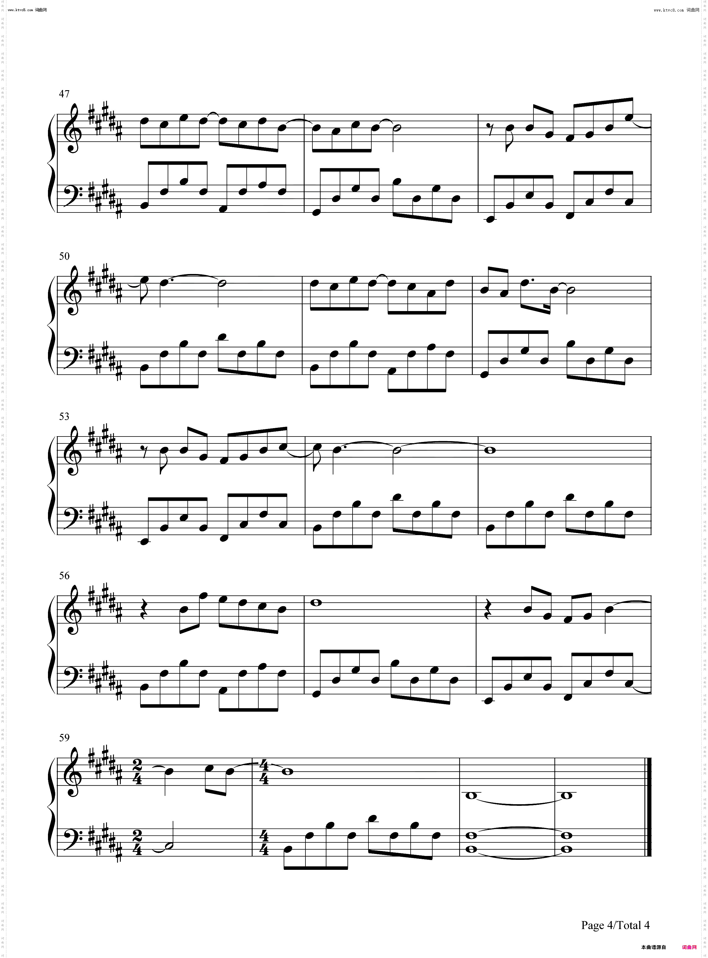 远山如昨_云之羽插曲钢琴五线谱及简谱