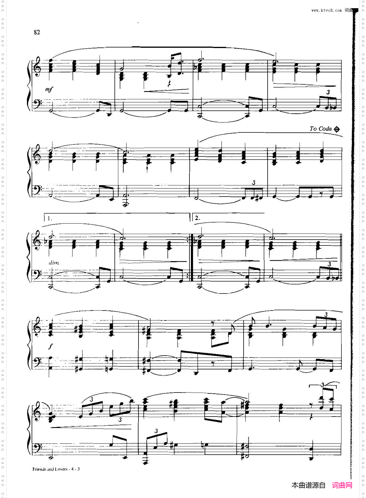 friendsa-ndlovers_Dan Coates 流行情调钢琴谱集