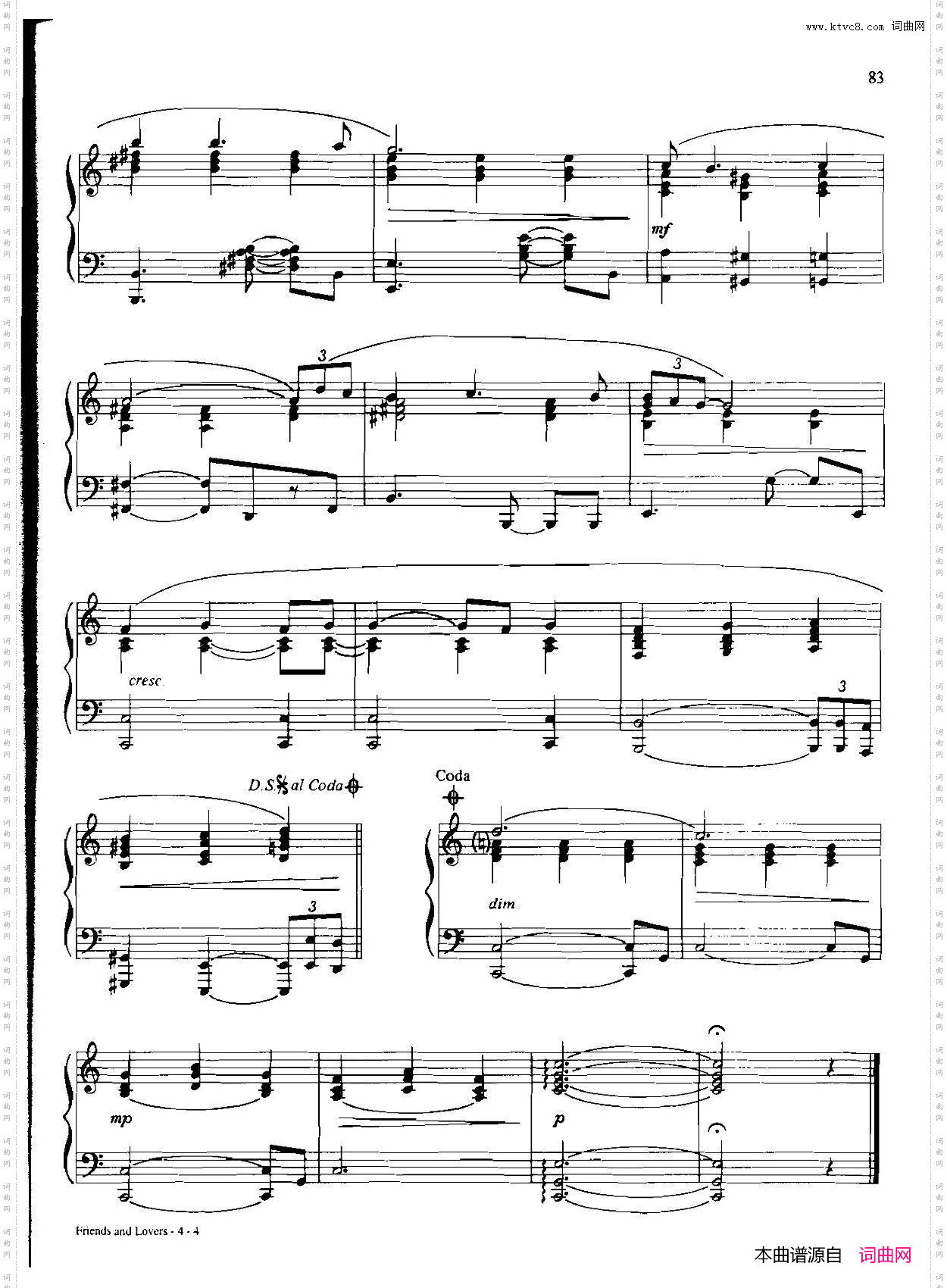 friendsa-ndlovers_Dan Coates 流行情调钢琴谱集