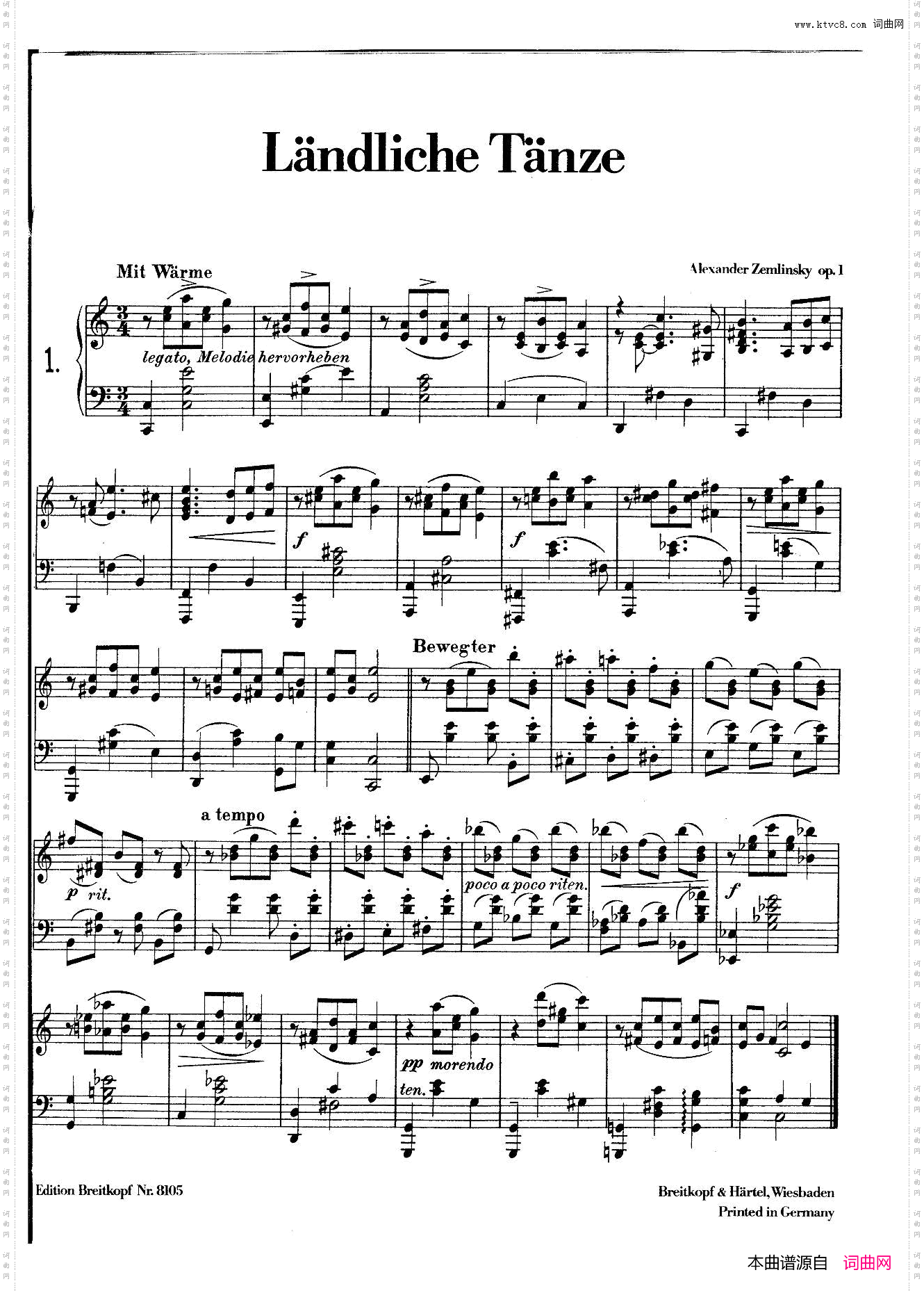 封·泽姆林斯基-LandlicheTanzeeOp·1乡村舞曲·