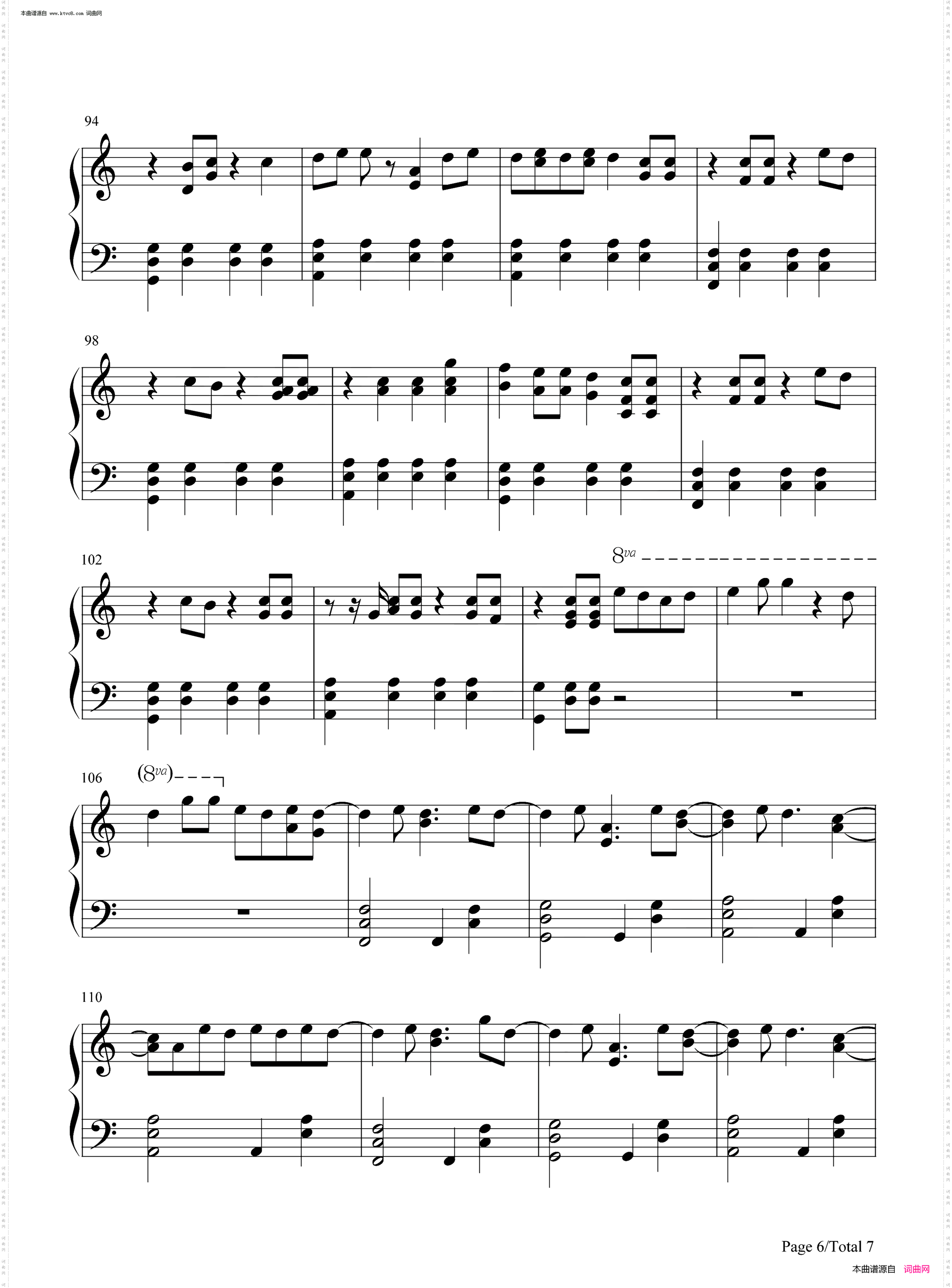 Fallin Flower_舞い落ちる花びら五线谱