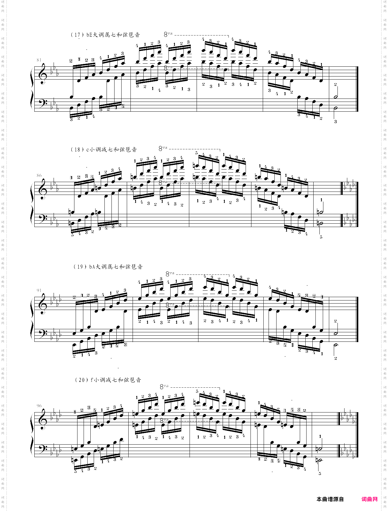 210-233·第九级基本练习属七、减七和弦琶音-中央音乐学院业余考级教程
