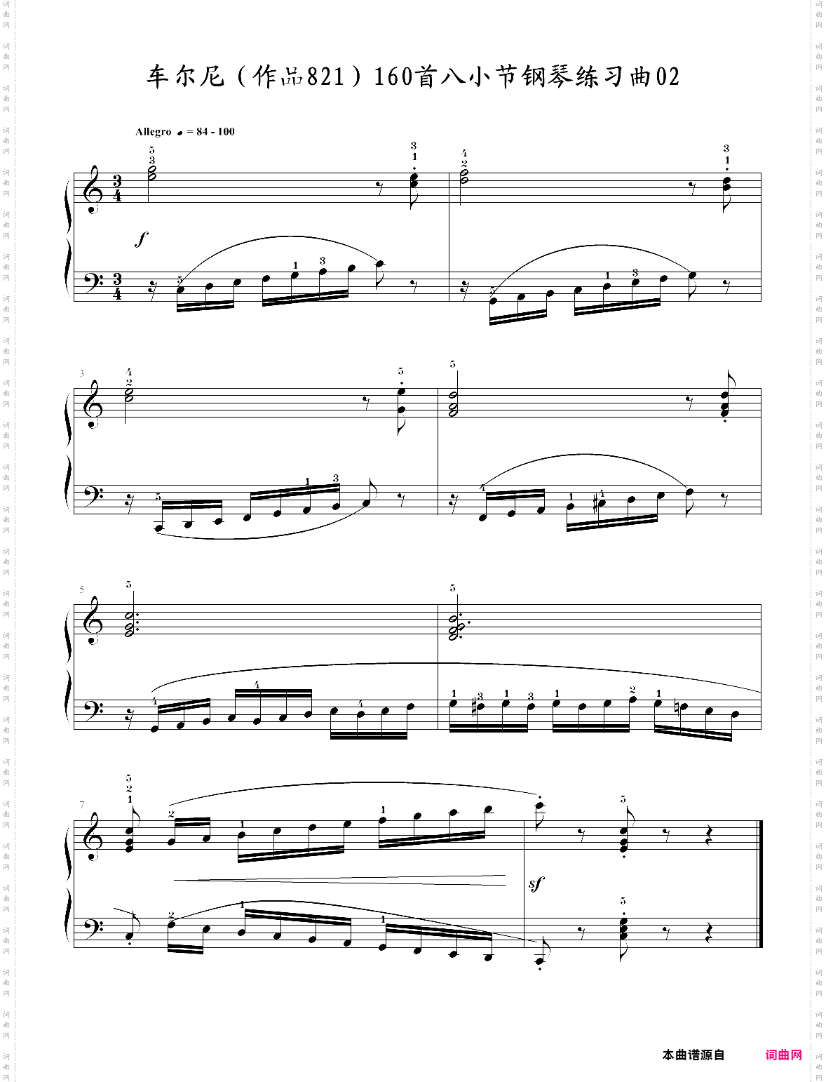 车尔尼作品821160首八小节钢琴练习曲no·02
