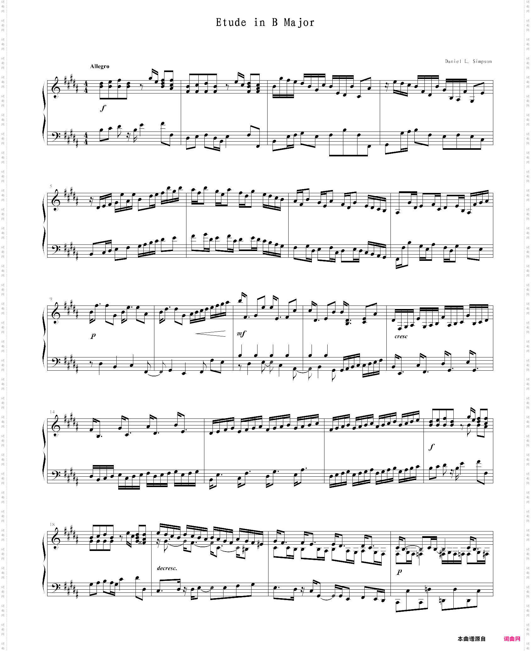 b大调练习曲