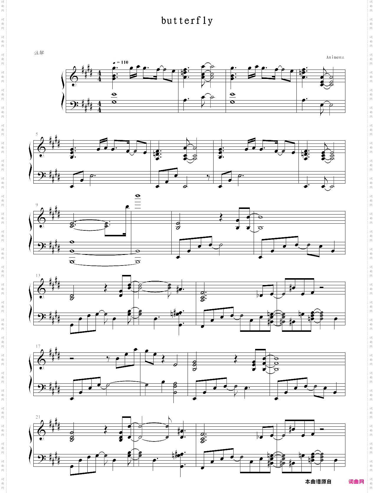 butterfly-抒情版钢琴伴奏