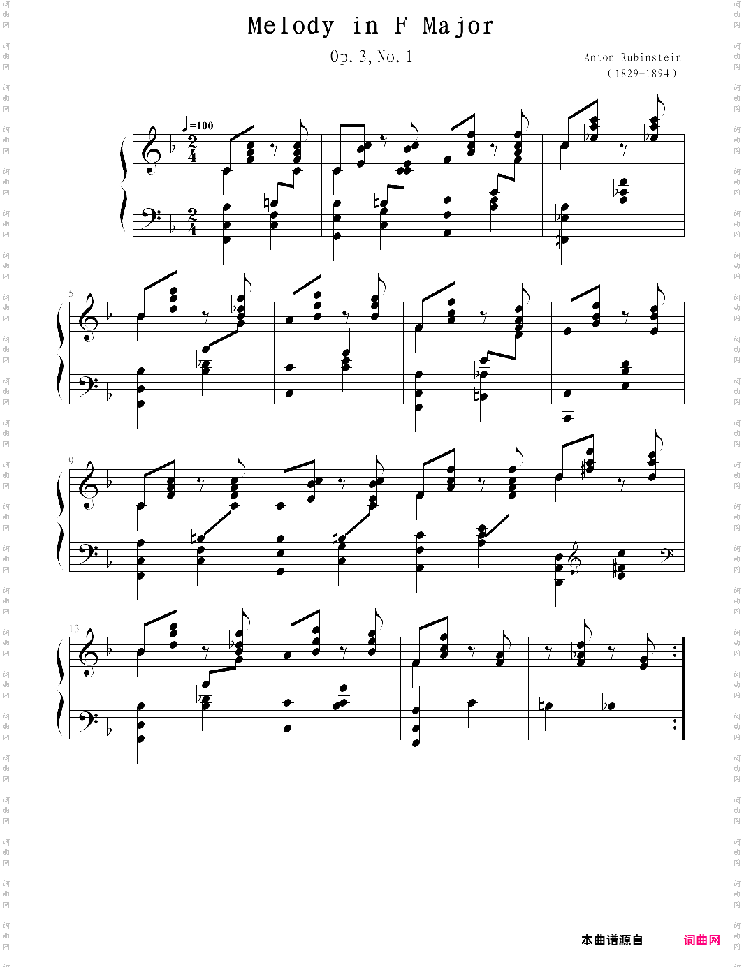 melody in f-anton rubinstein