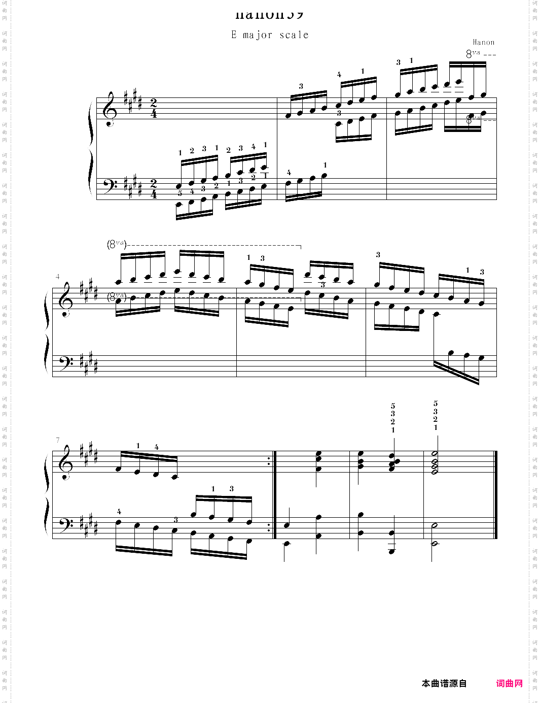 hanon39:e major scale