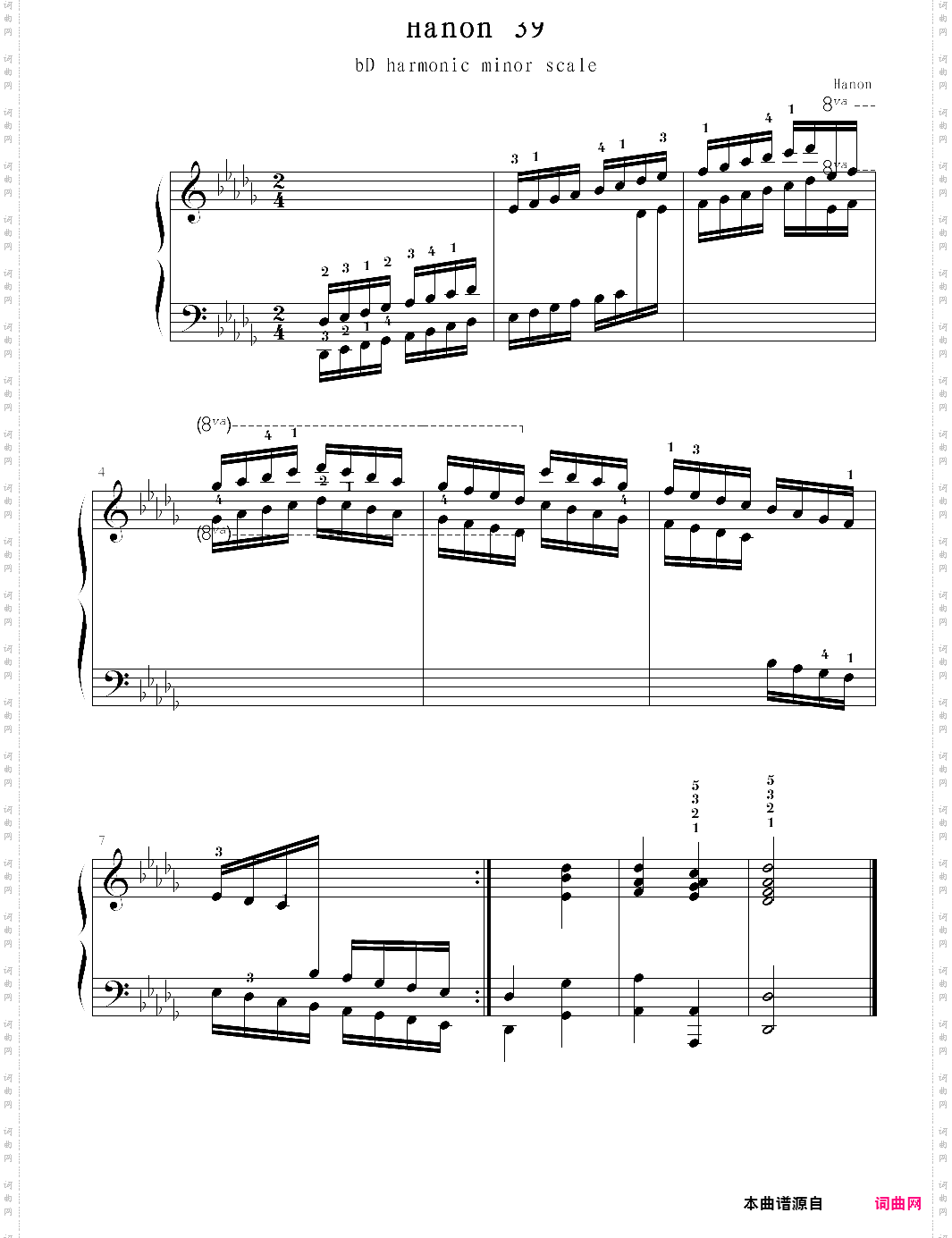 hanon 39:bd harmonic minor scale