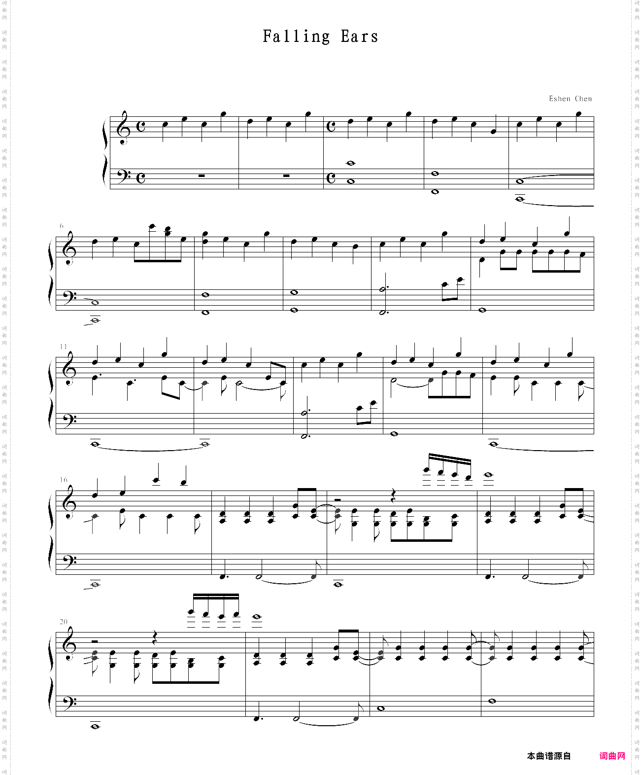 deemo - falling ears 钢琴伴奏谱