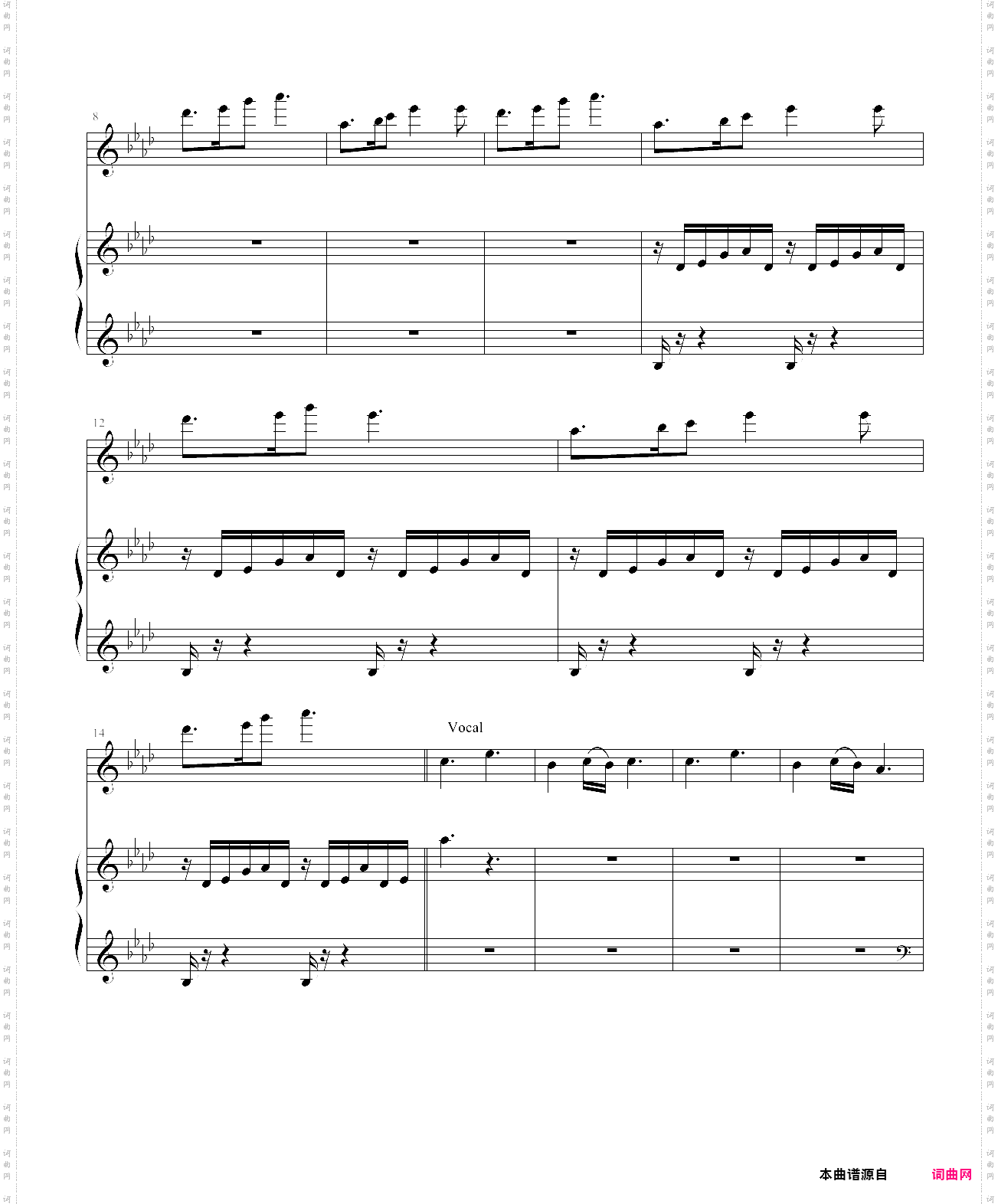 日光钢琴弹唱谱