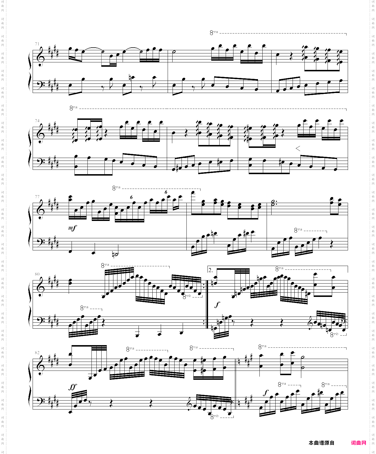 ff9钢琴原版melody of life生命的弦律
