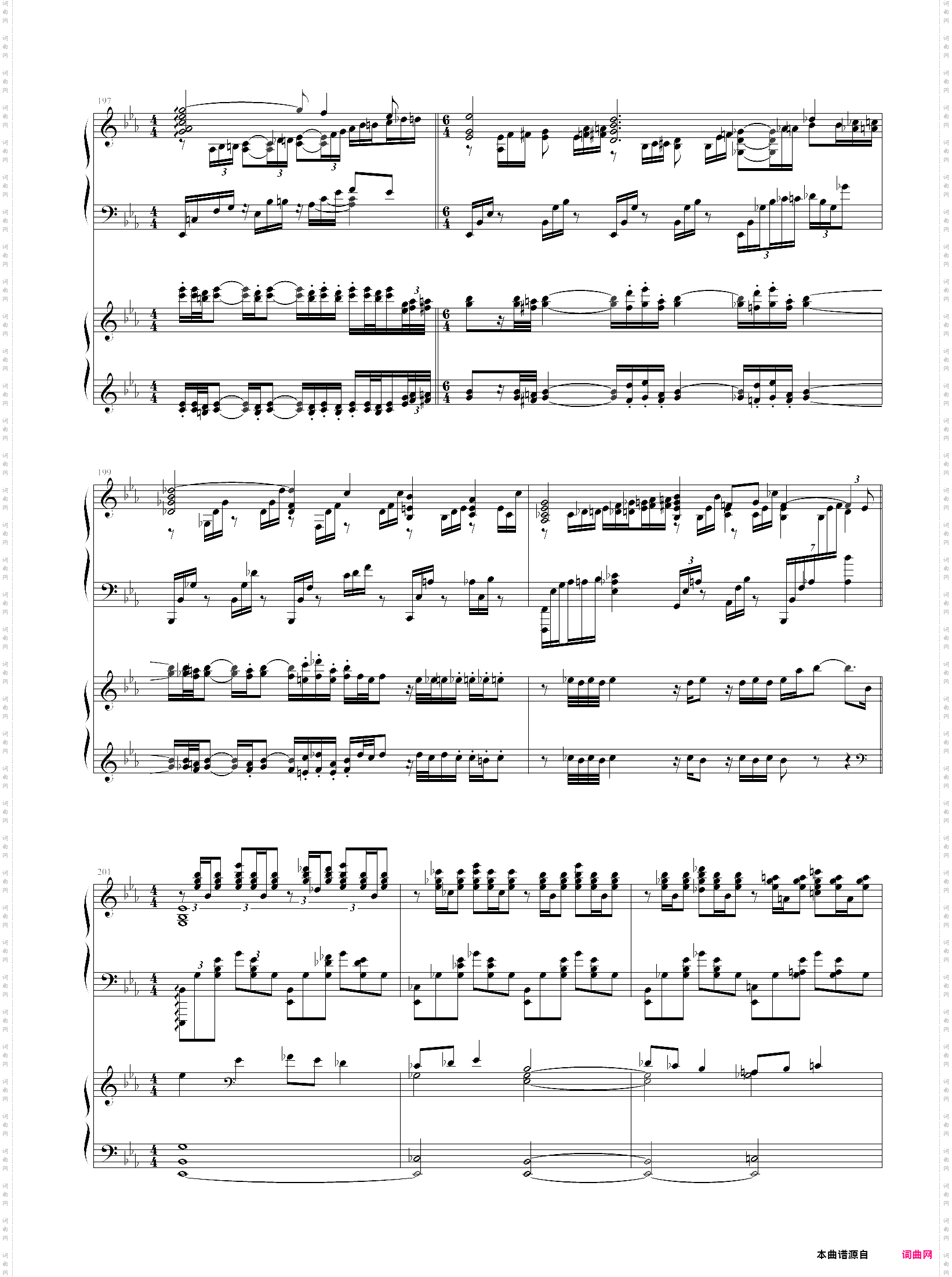 拉三第三乐章，41页双钢琴谱，最难钢琴曲