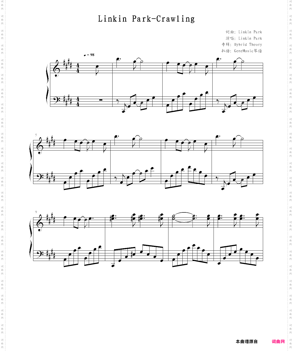 crawling钢琴演奏版，linkin park