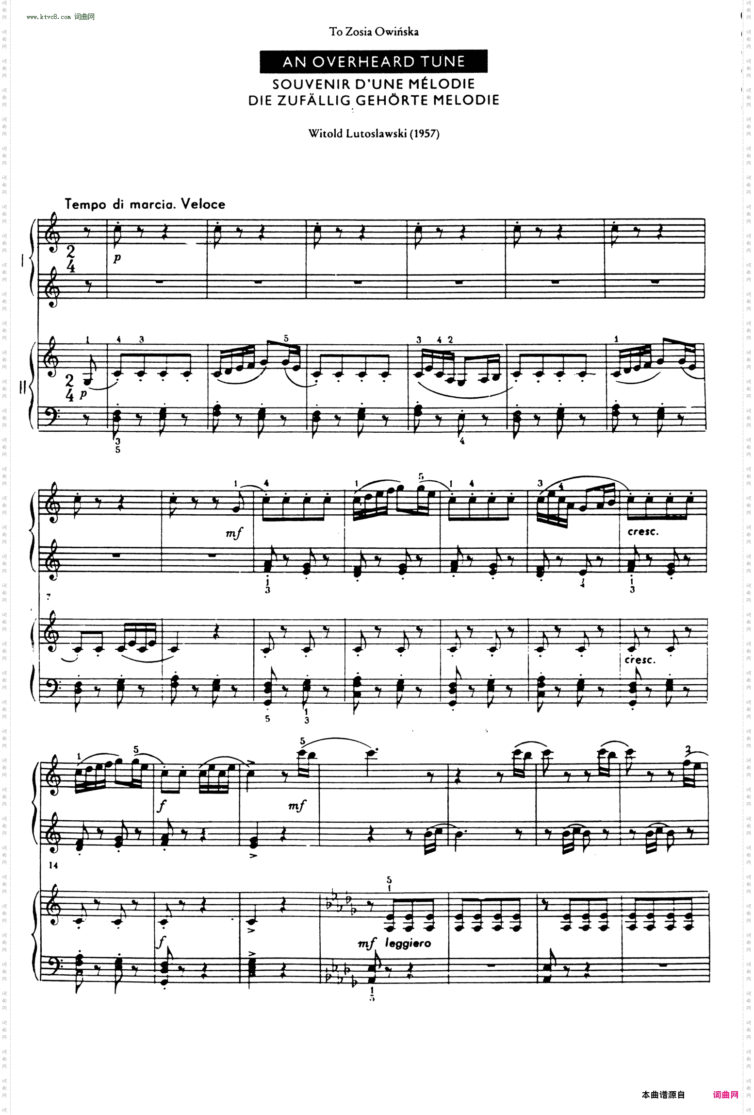 Zaslyszana Melodyjka偶闻的小调·四手联弹