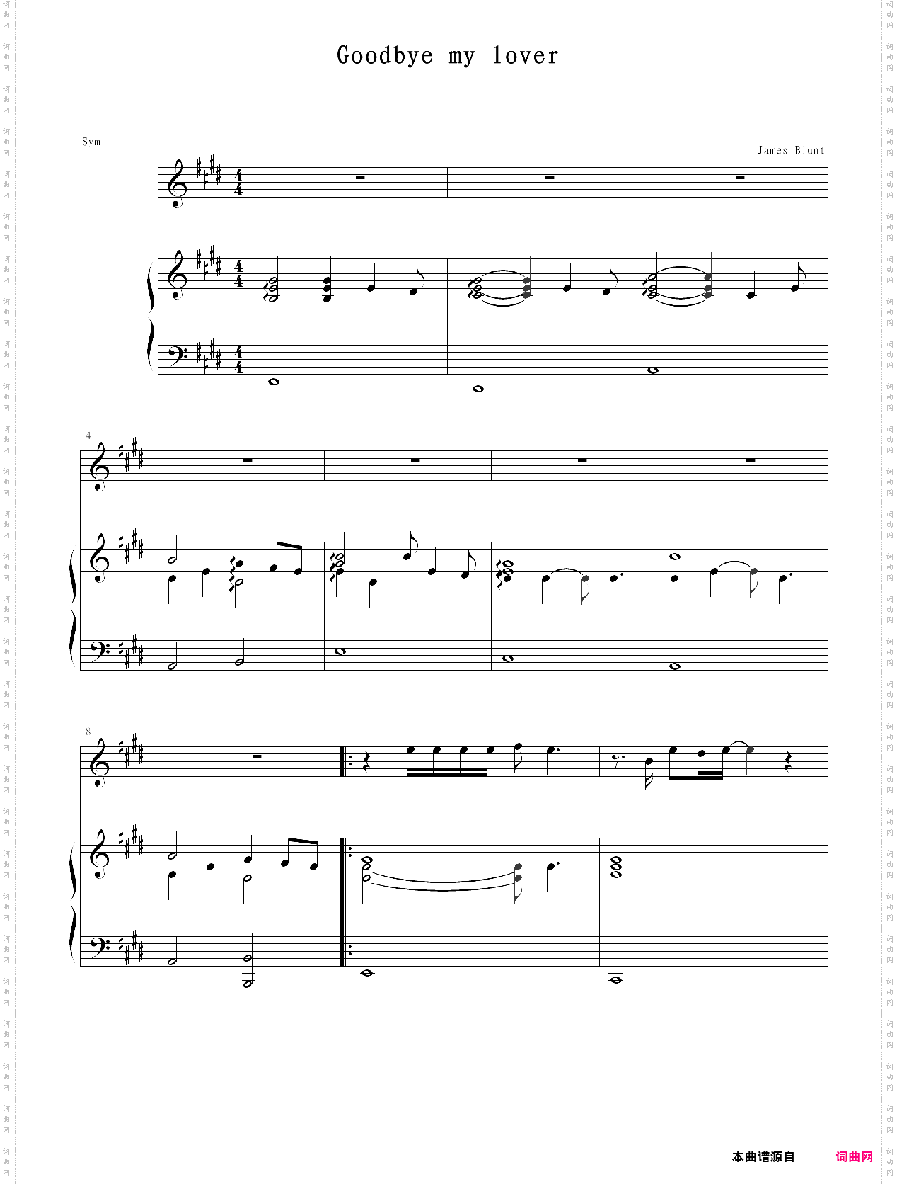 goodbye my lover弹唱版