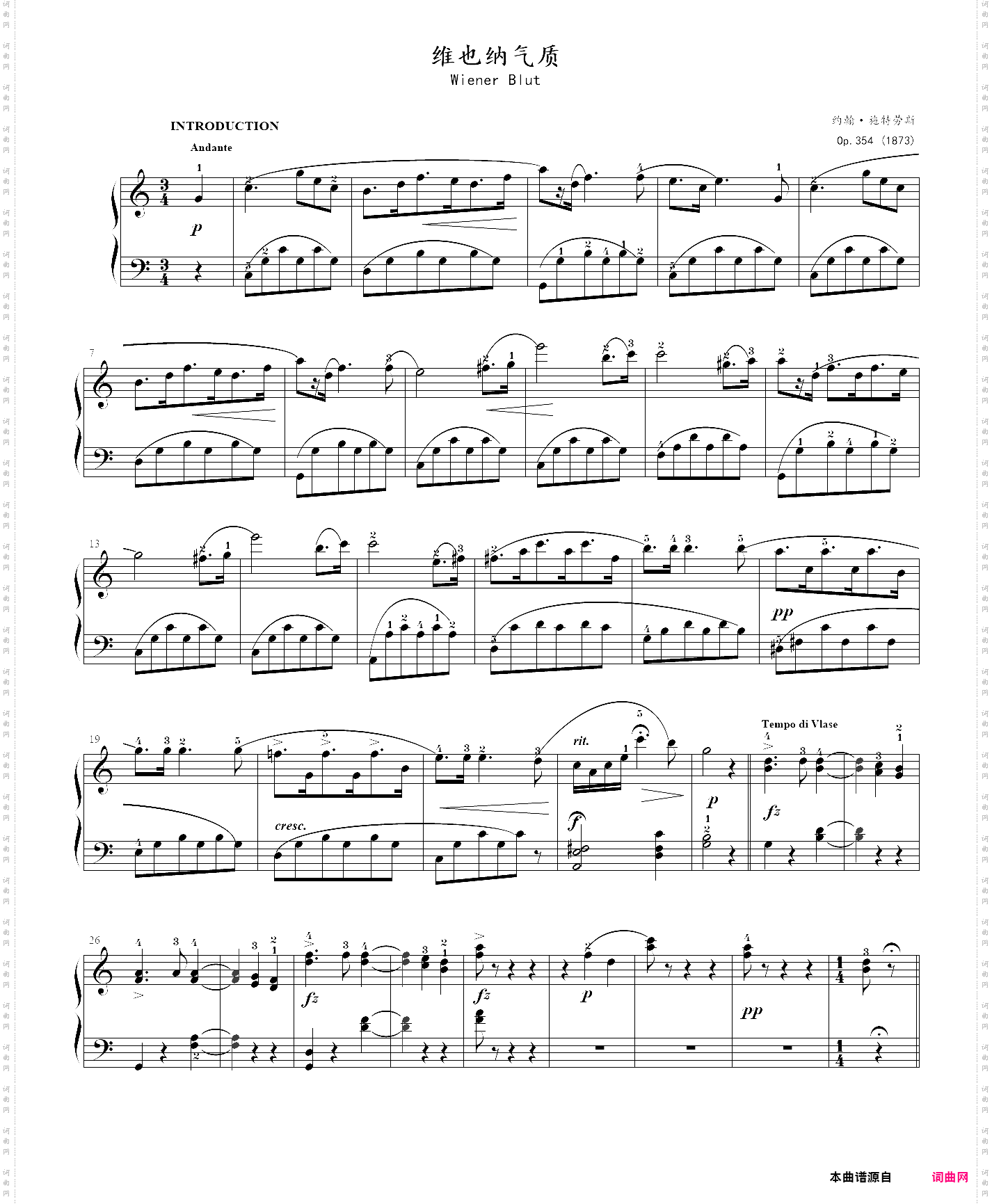 4· 维也纳气质wiener blut- 约翰·施特劳斯钢琴圆舞曲集