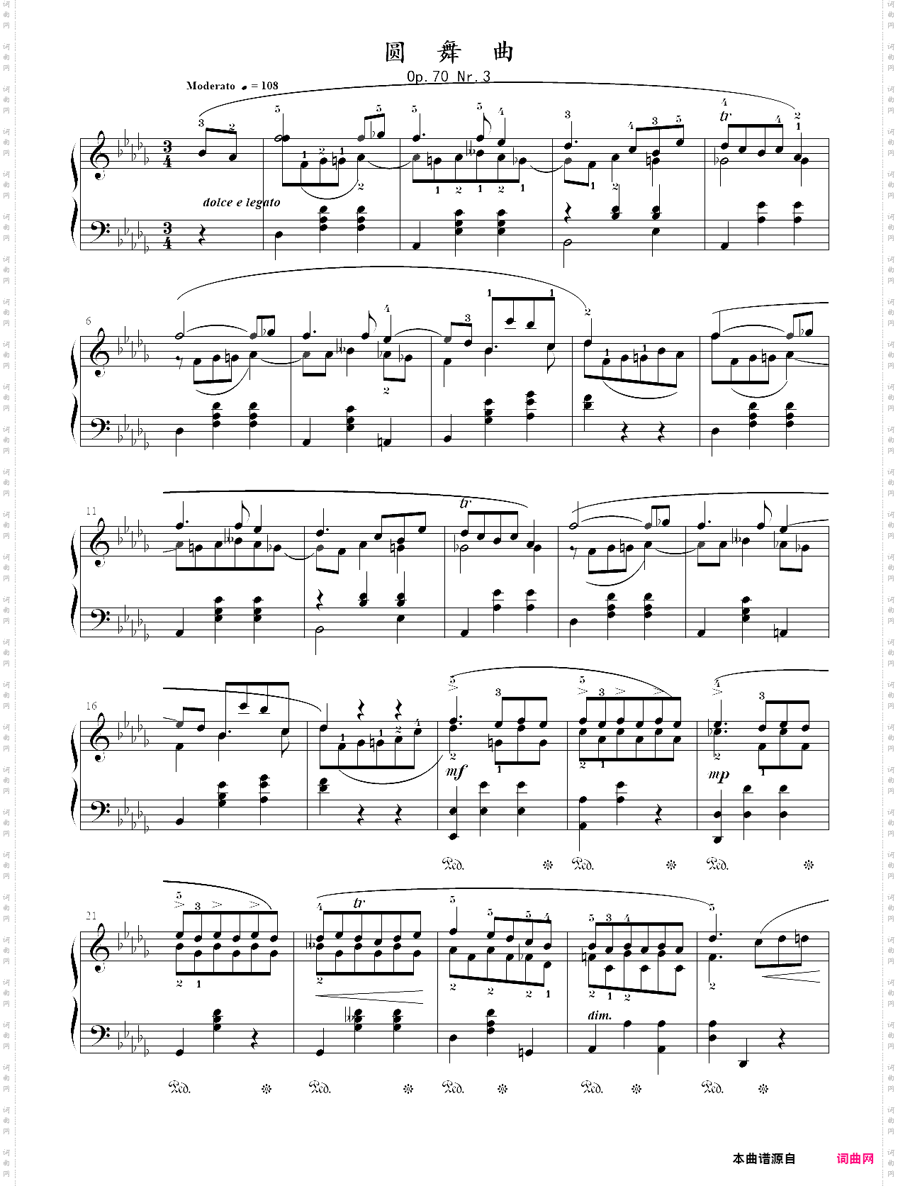 13·【降d大调】圆舞曲 op·70 no·3 - 肖邦圆舞曲集