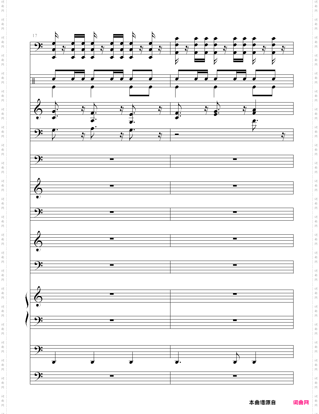 加勒比海盗主题曲pirates of the caribbean 总谱 he is a pirate