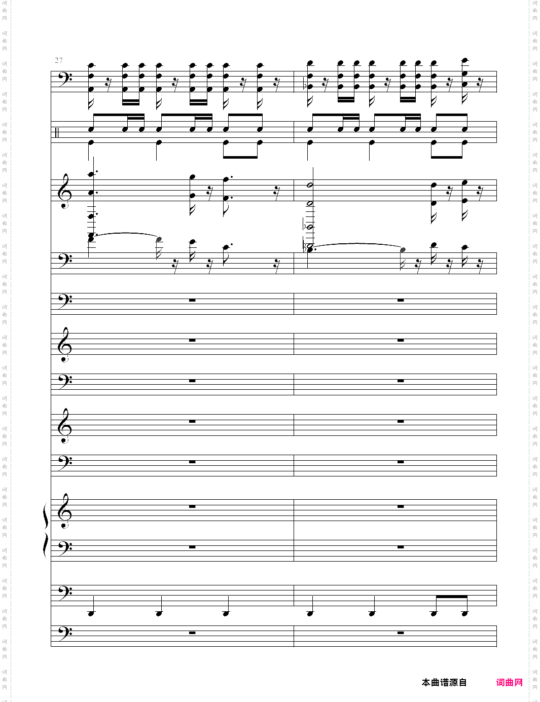 加勒比海盗主题曲pirates of the caribbean 总谱 he is a pirate