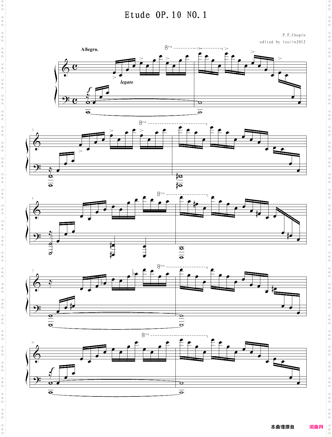 肖邦练习曲op·10 no·1
