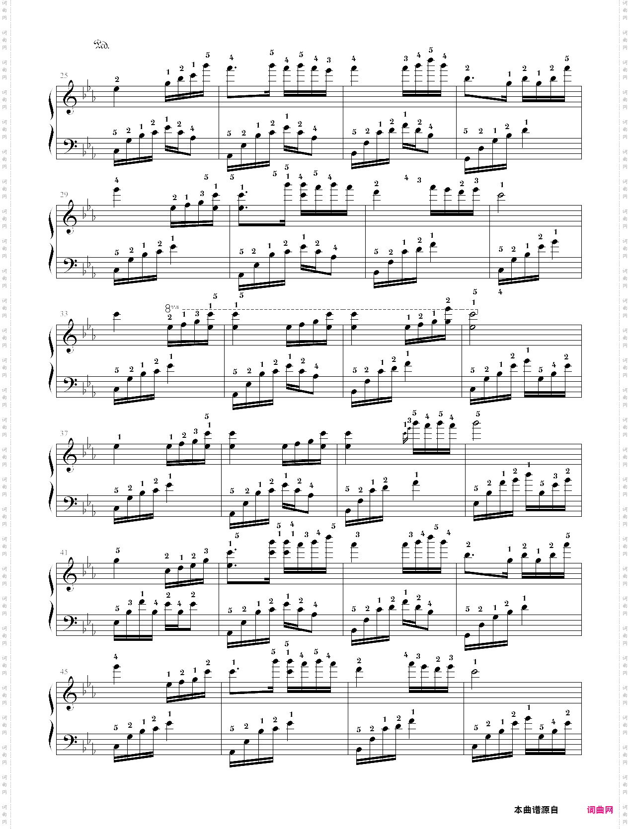 夜的钢琴曲五原版曲谱标准指法
