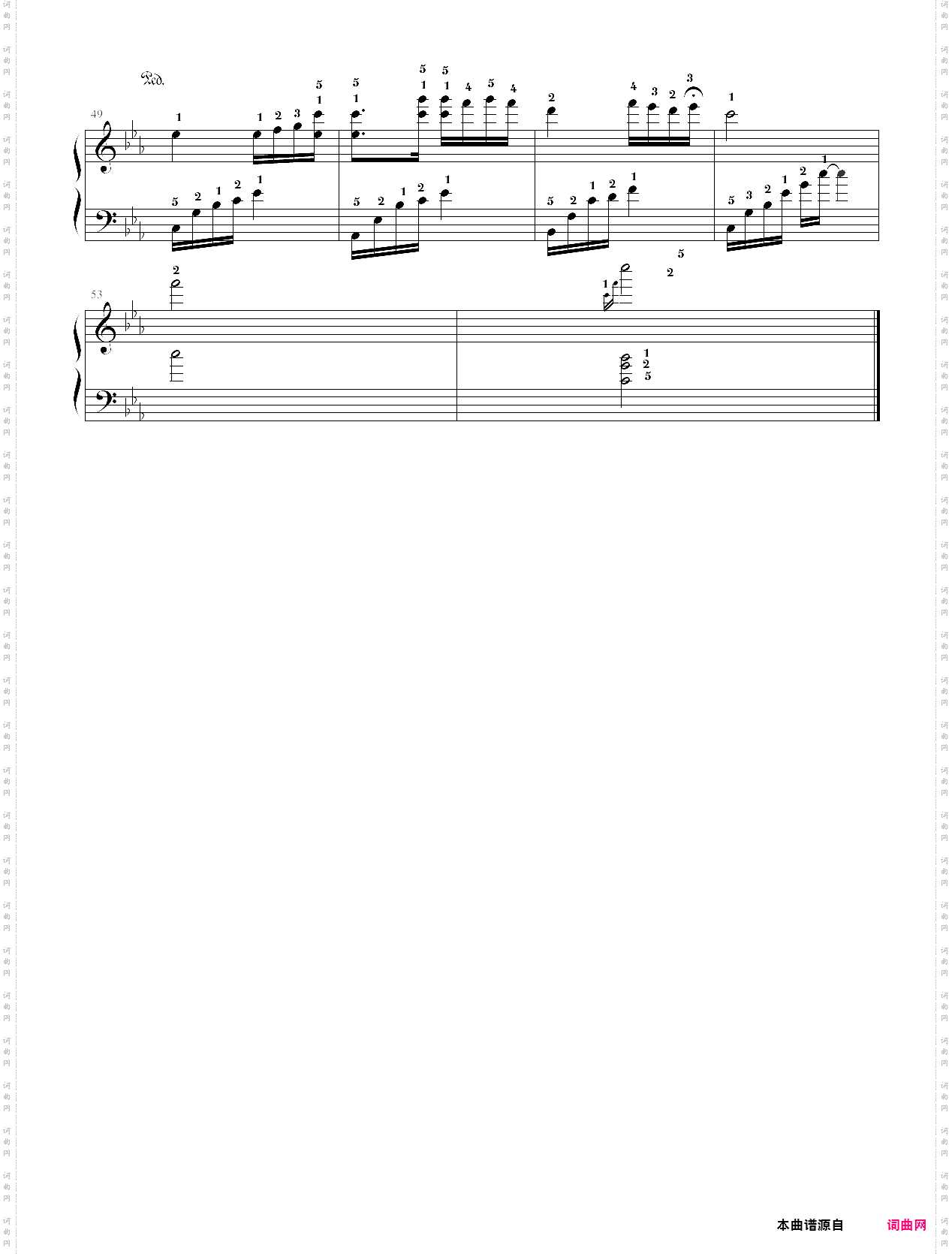 夜的钢琴曲五原版曲谱标准指法