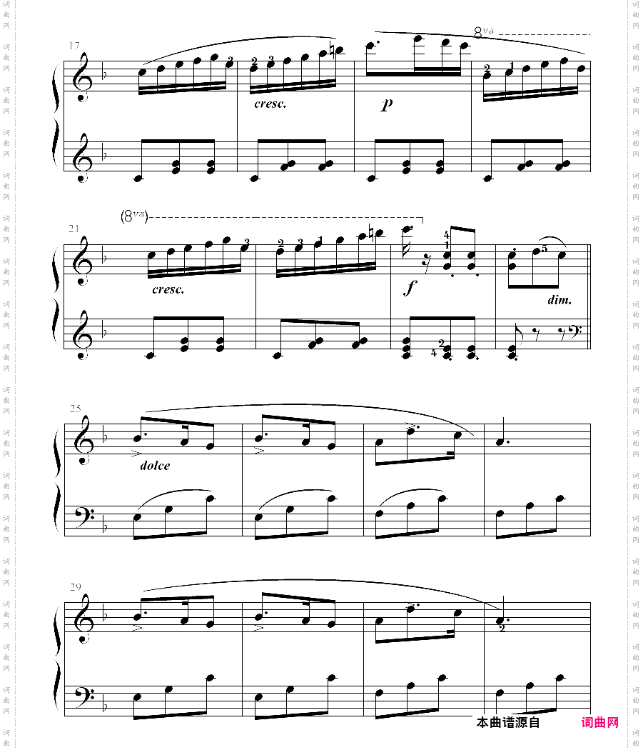 拜厄钢琴基本教程 no·104拜厄练习曲，第104条