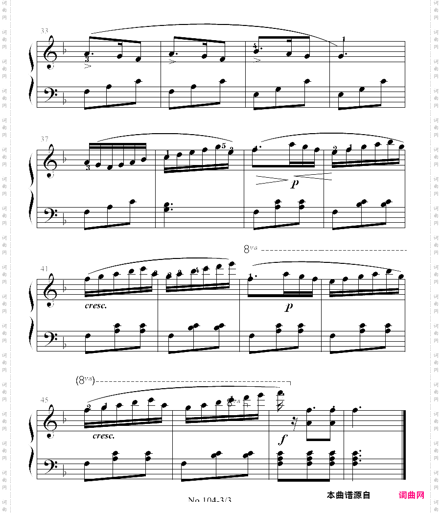 拜厄钢琴基本教程 no·104拜厄练习曲，第104条