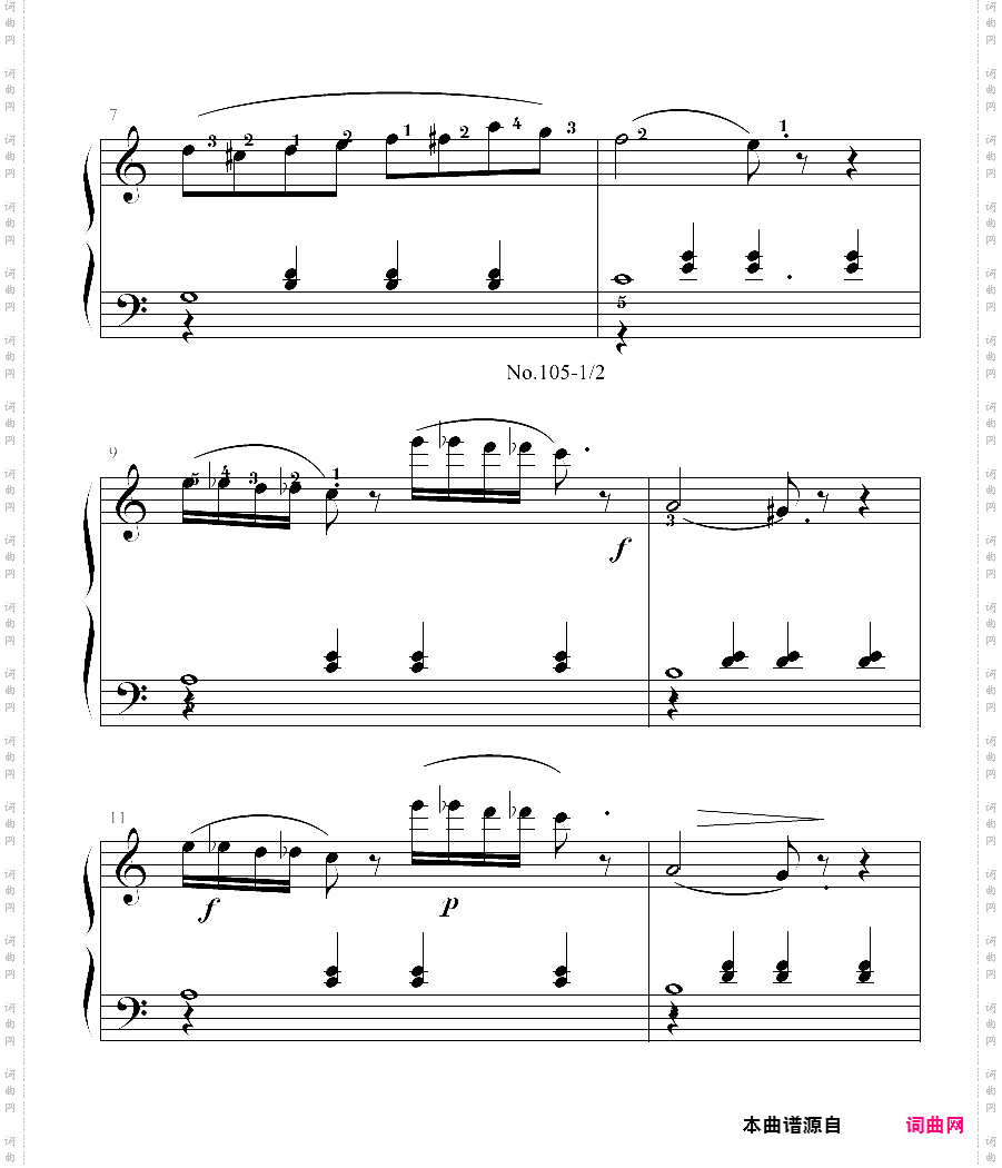 拜厄钢琴基本教程 no·105拜厄练习曲，第105条