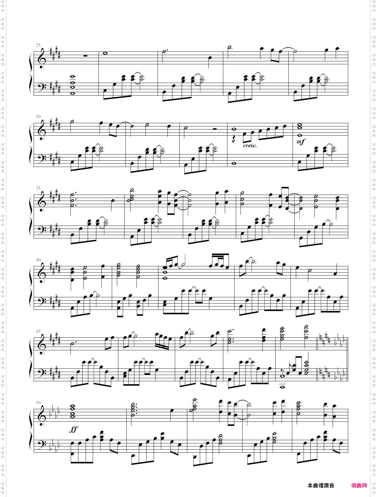 my heart will go on泰坦尼克主题曲，钢琴谱