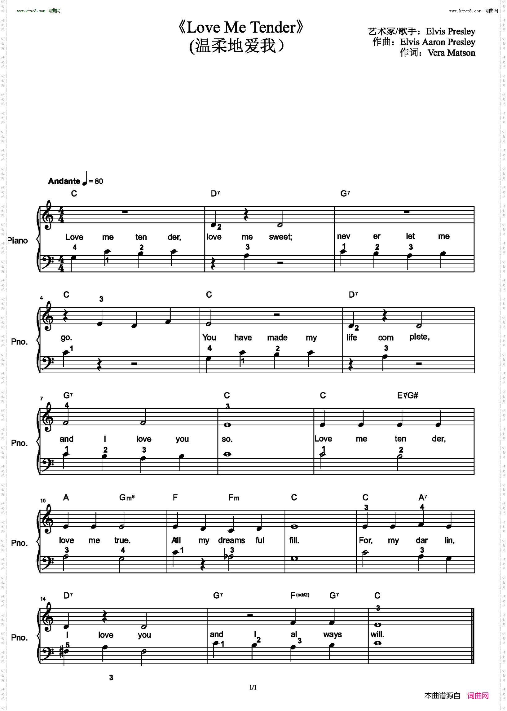 Love me tender 温柔地爱我