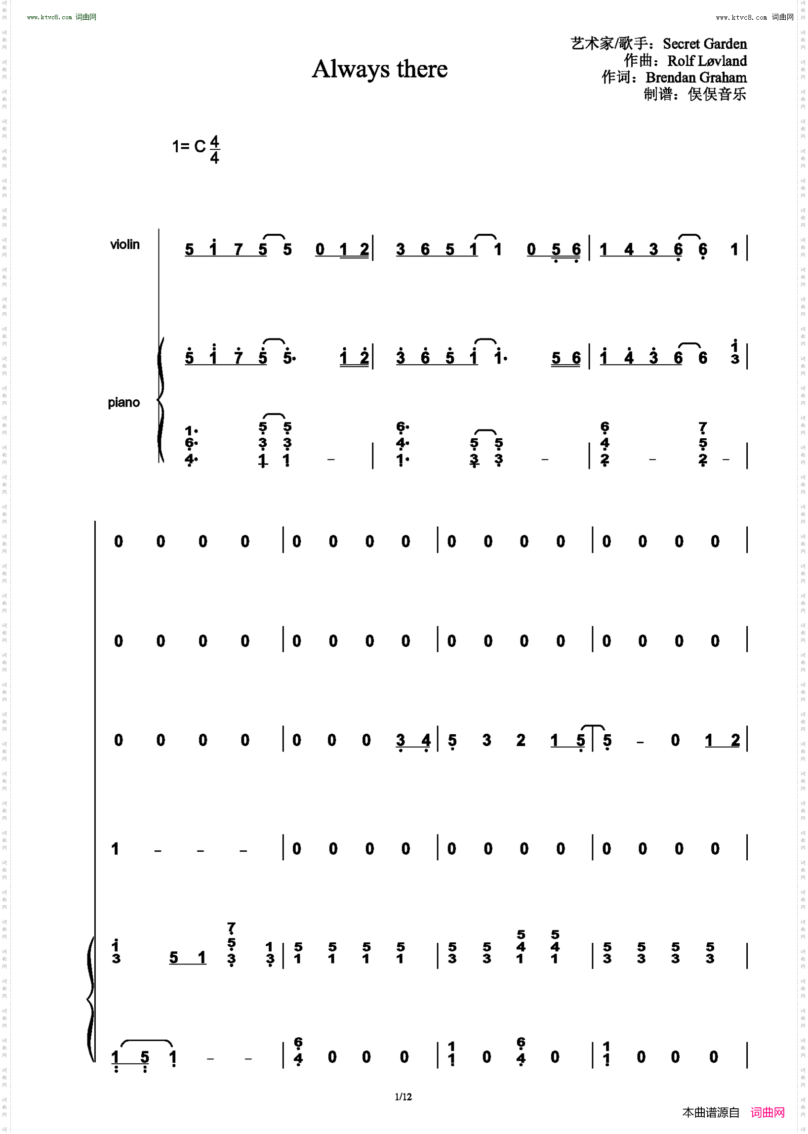 Always There_ 合唱伴奏谱 