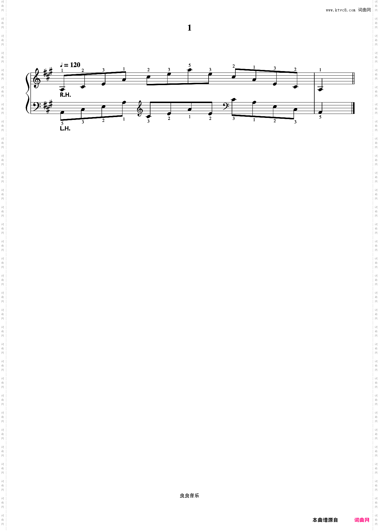 2级 A大调琶音_《中国院钢琴考级曲目》