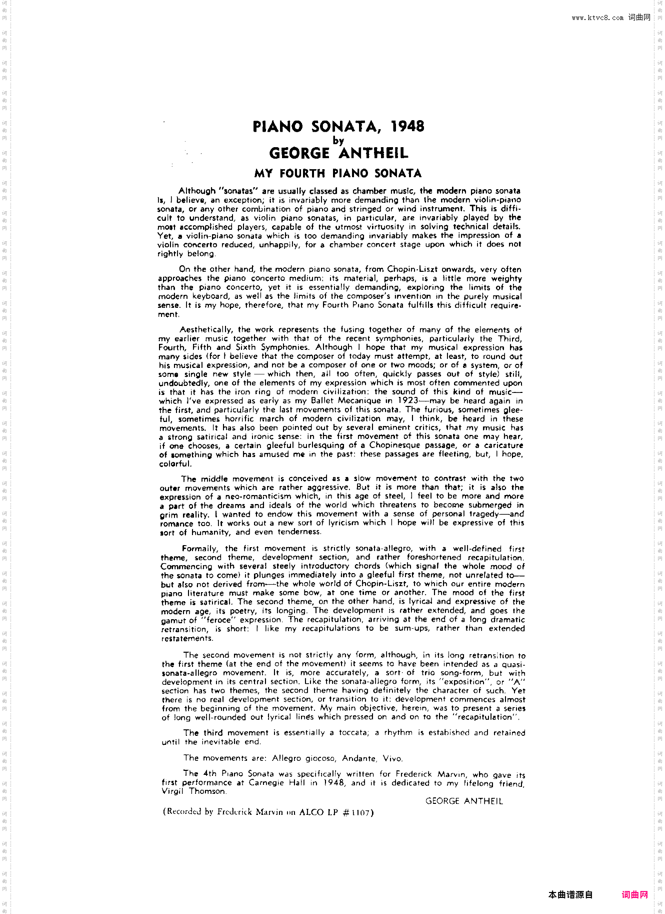 更正：此为真正的第四钢琴奏鸣曲