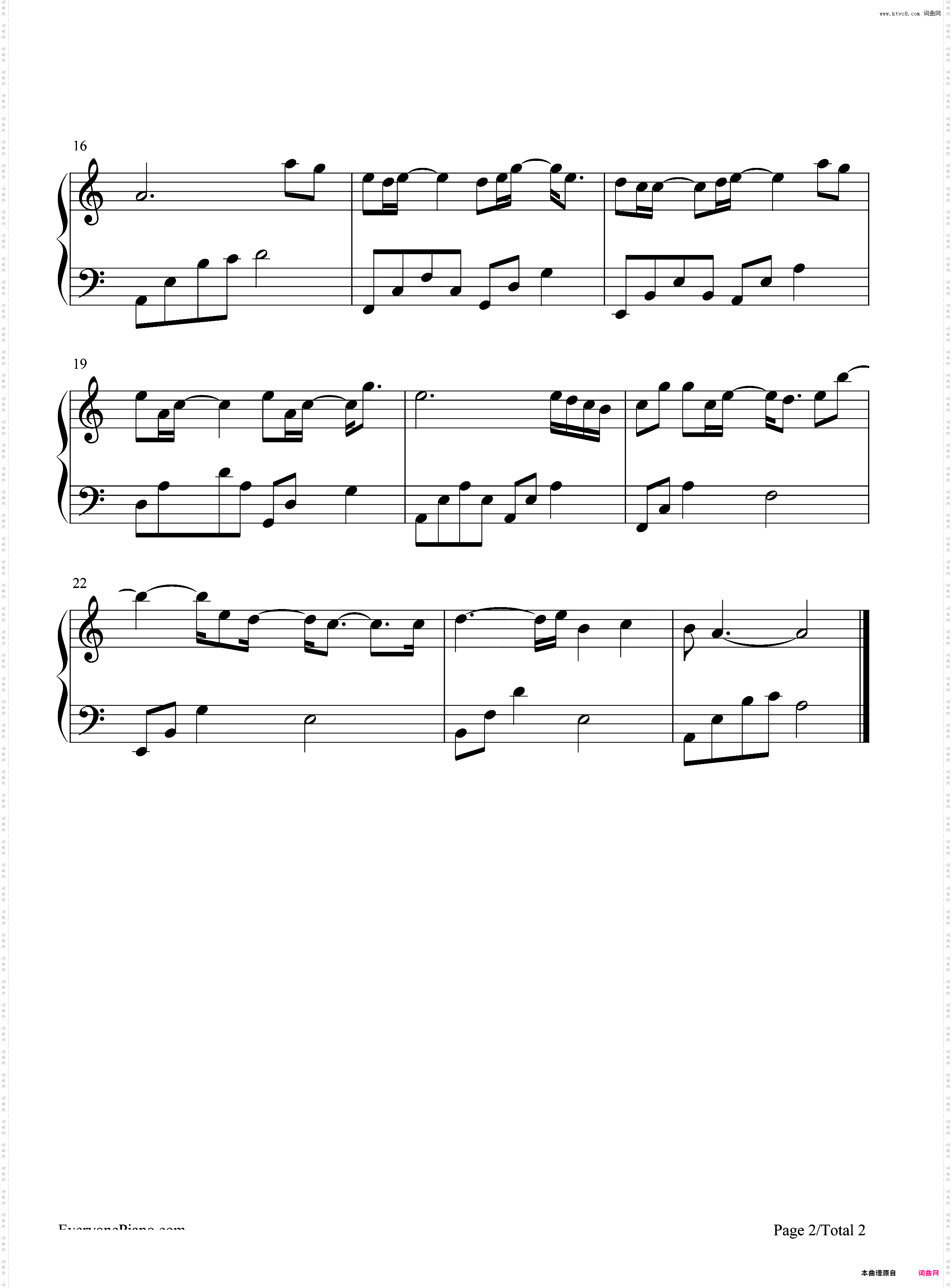 一爱如故_C调简单版-长歌行插曲