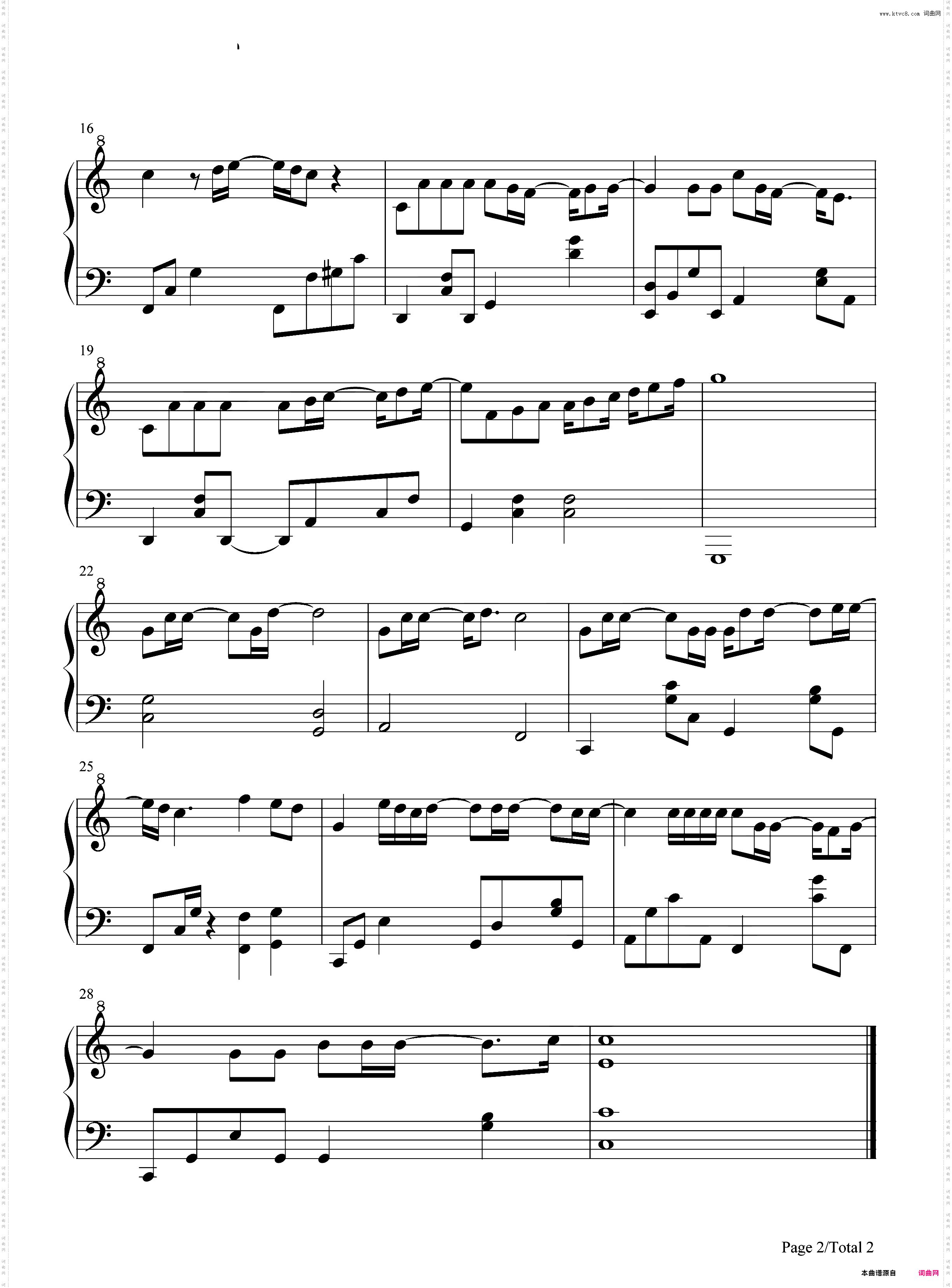 弗丽嘉-C调简单版-我的时代你的时代插曲