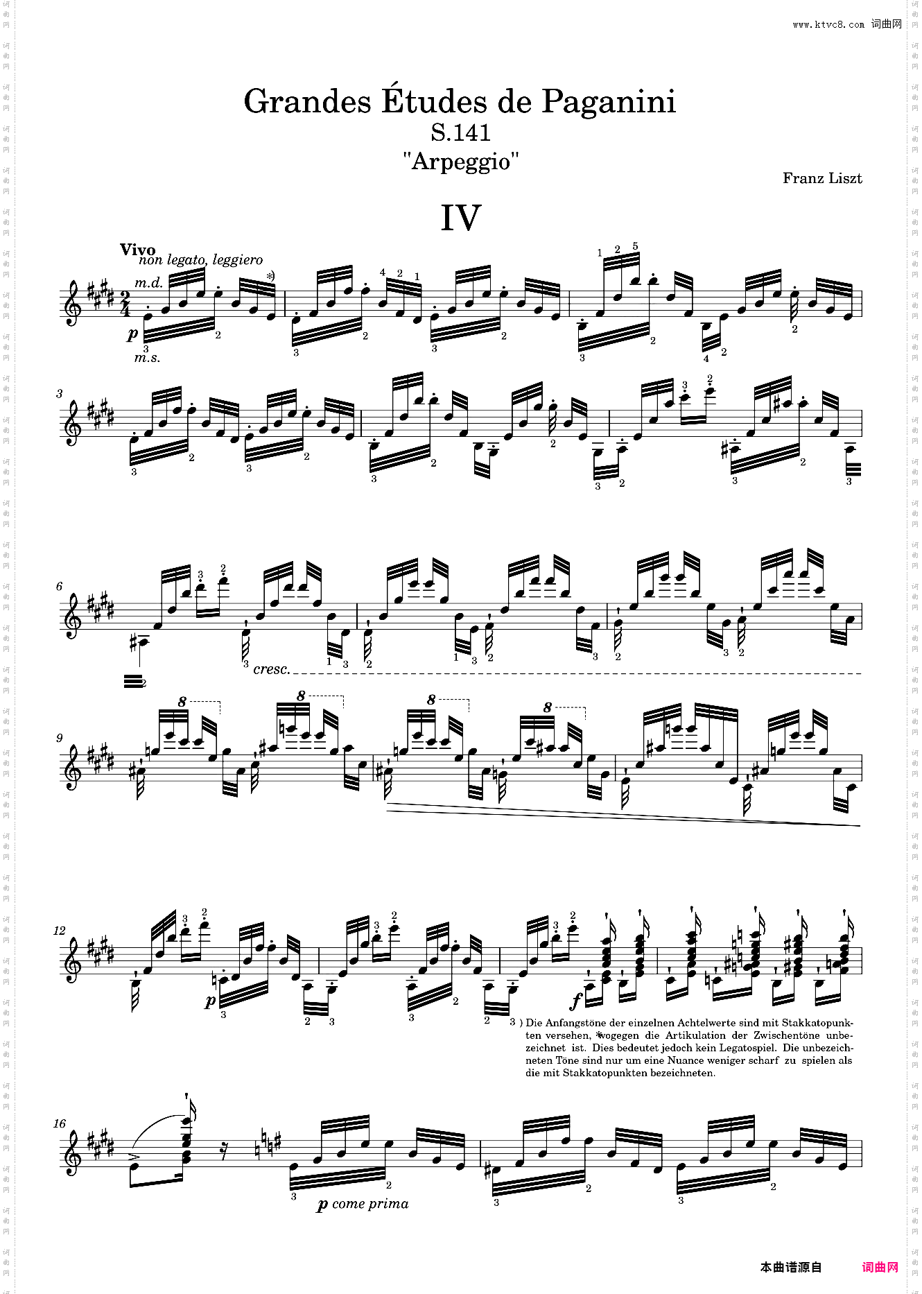 Grandes études de Paganini No· 4 Arpeggio