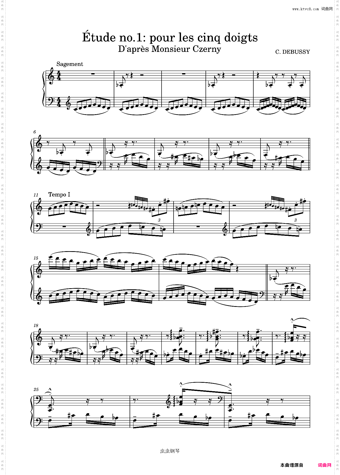 étude no·1· pour les cinq doigts - C· DEBUSSY