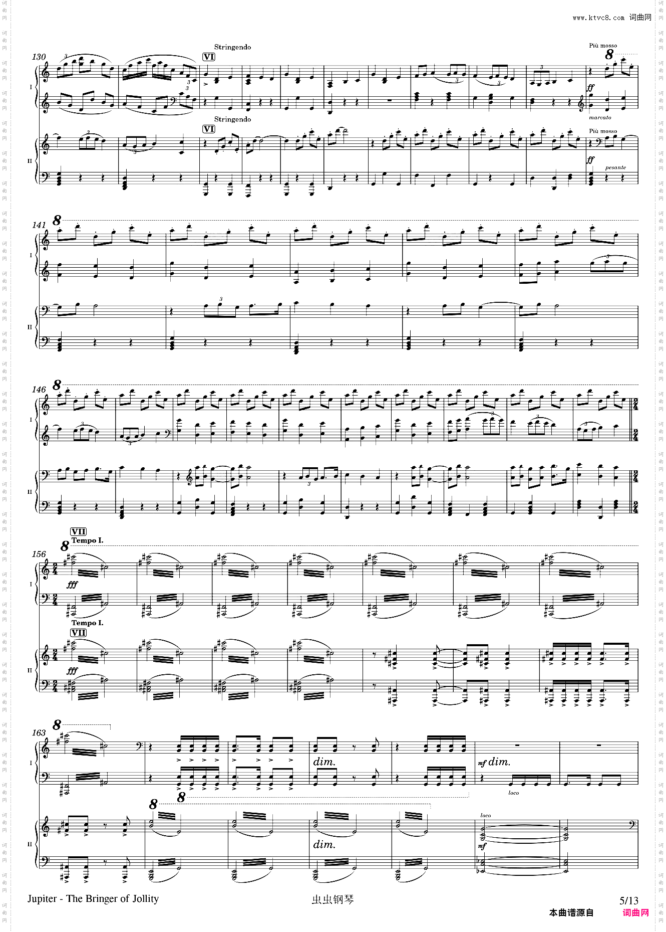Jupiter - arr· for two pianos by Gustav Holst
