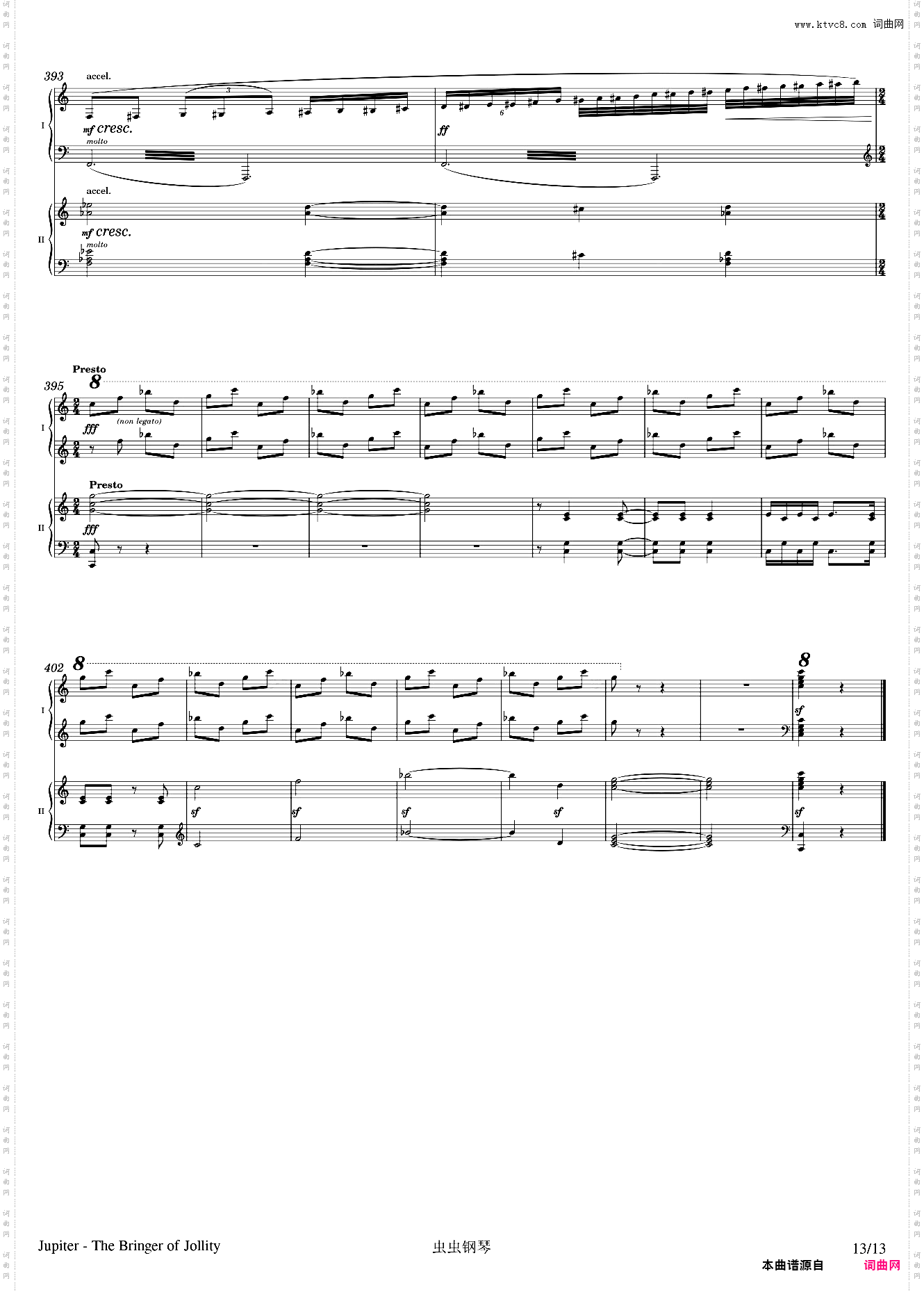 Jupiter - arr· for two pianos by Gustav Holst