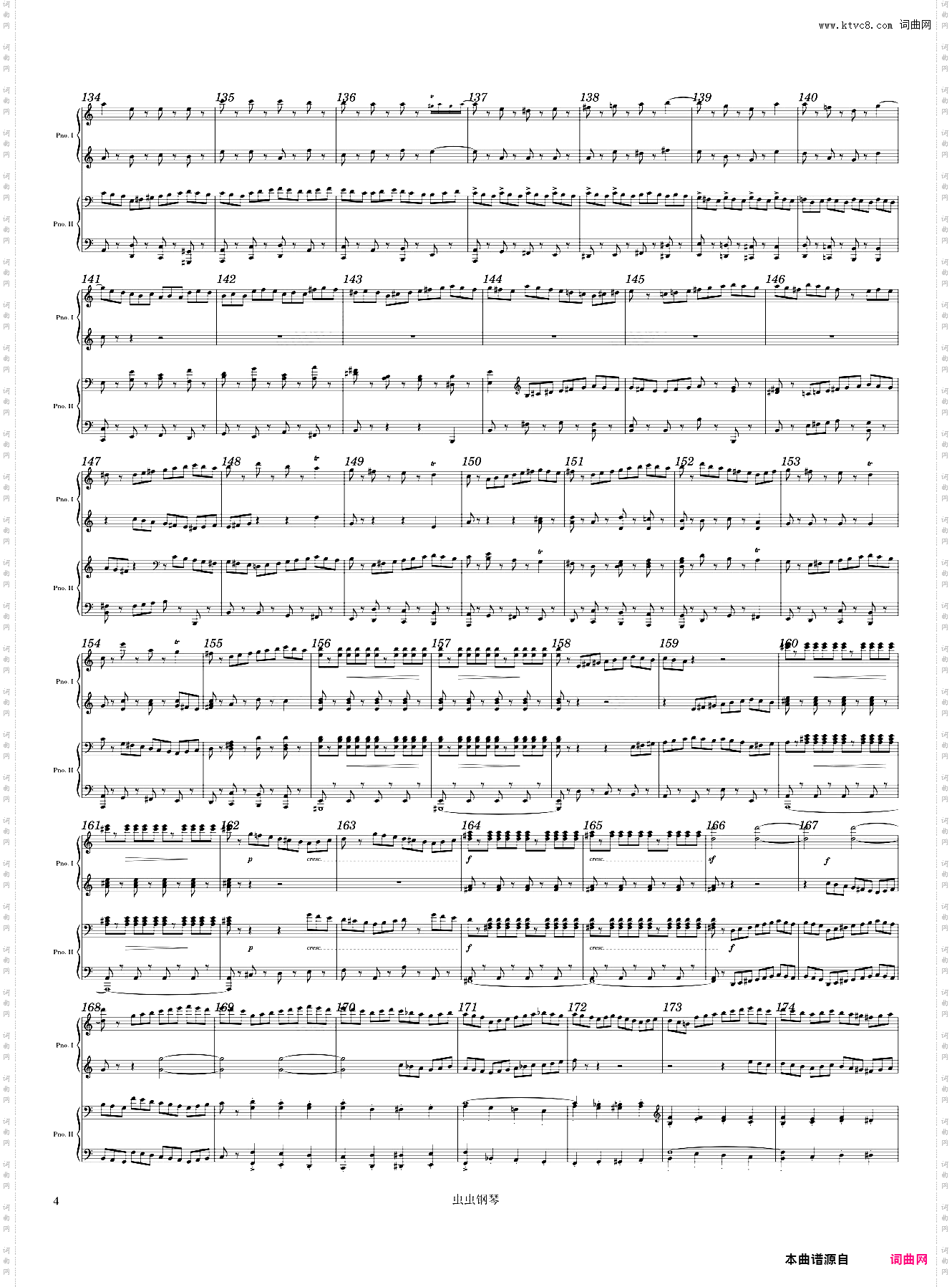 Mendelssohn Symphony No· 4, Italian, 4th Mvmt, Arr· for 2 Pianos