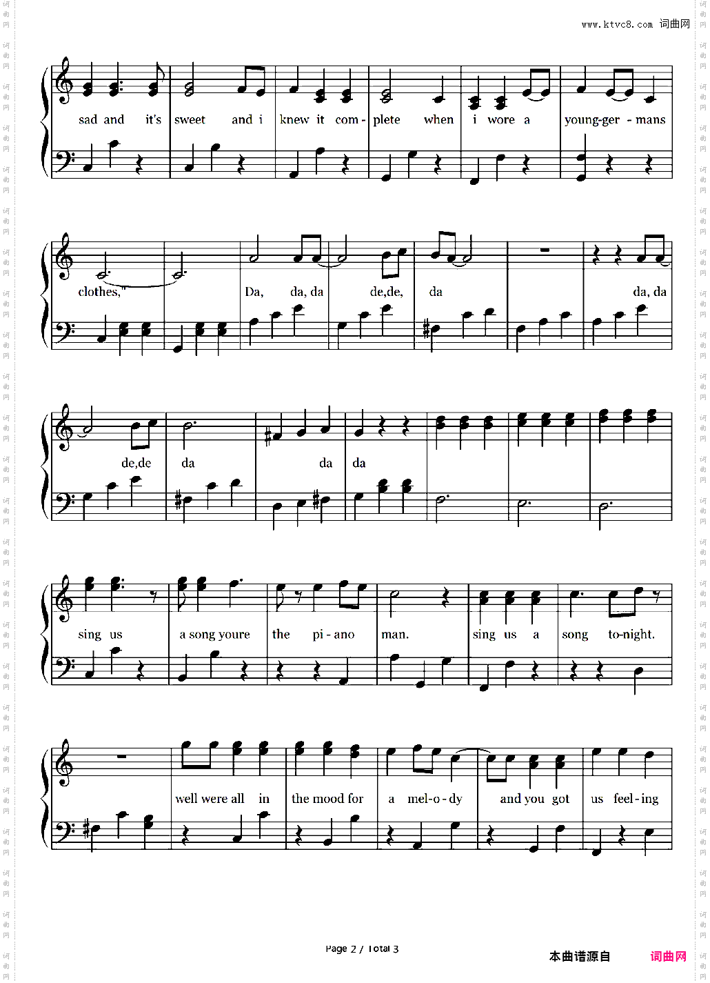 Piano Man-简单版-Billy Joel