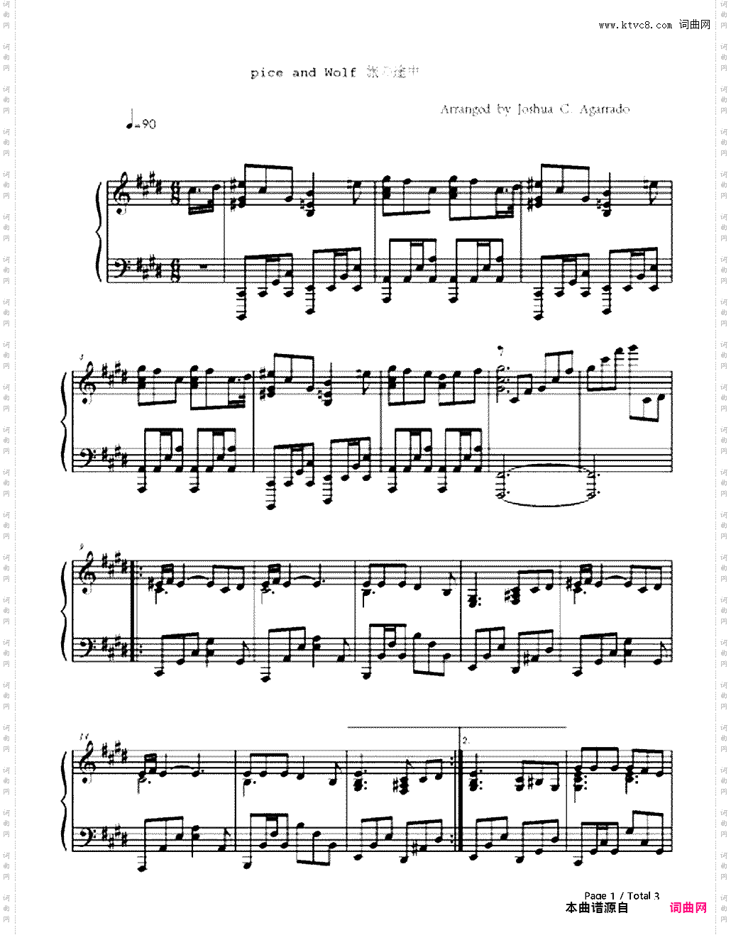 旅の途中-狼与香辛料ⅠOP-EOP教学曲