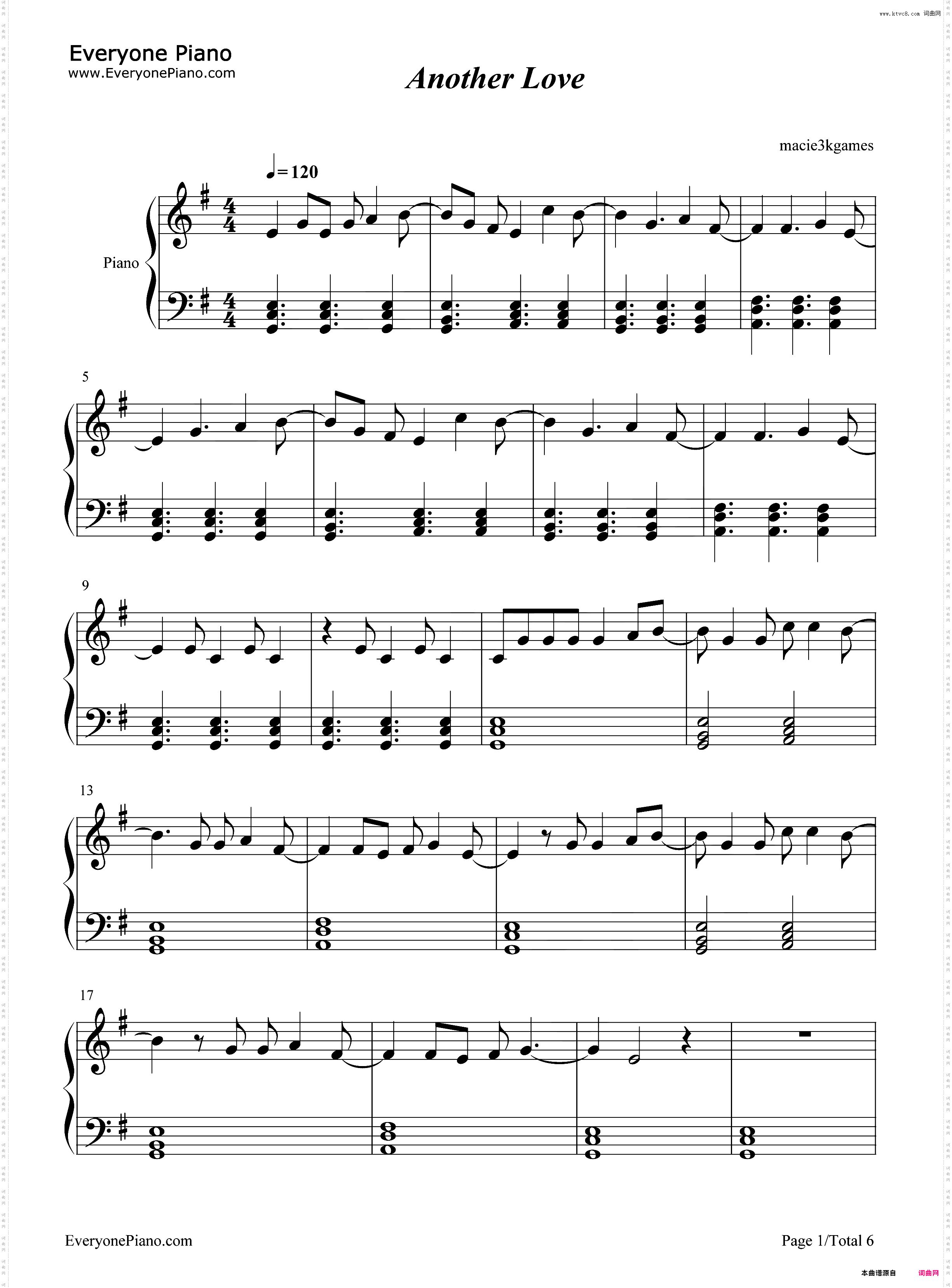 Another Love-简单版-Tom Odell