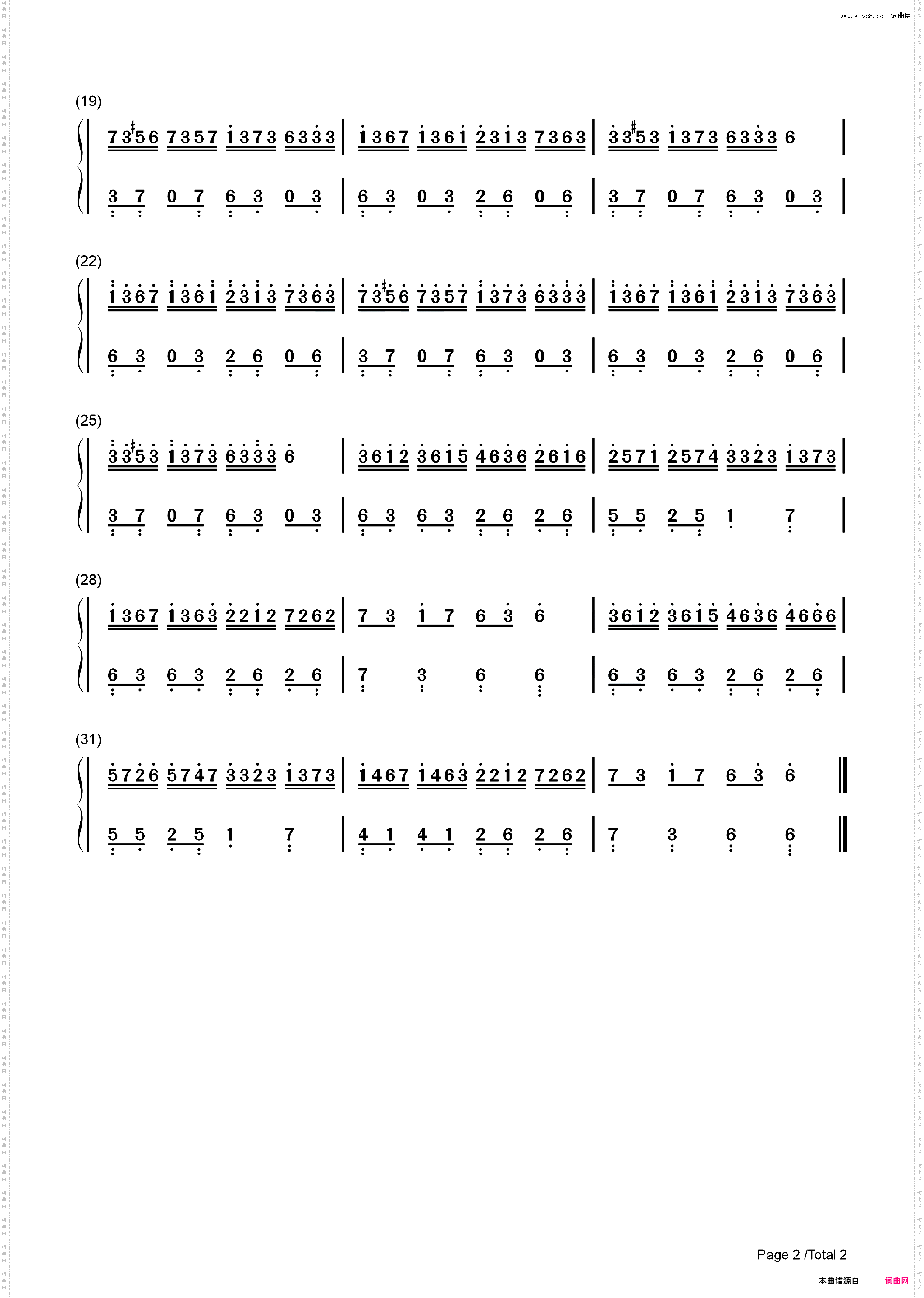 克罗地亚狂想曲-C调简化版