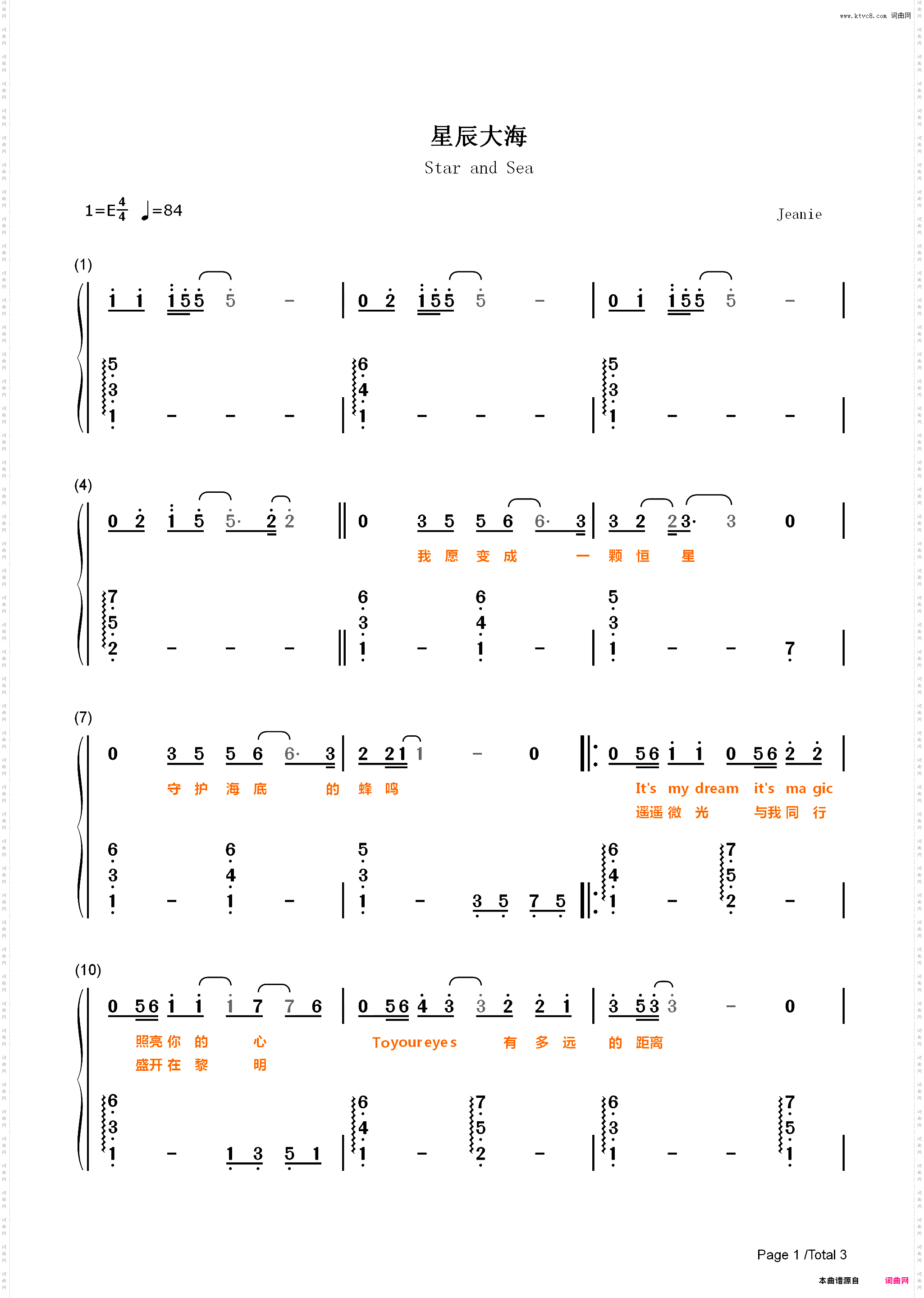 星辰大海-简单版-会不会我们的爱会被风吹向大海不再回来-抖音_简谱版
