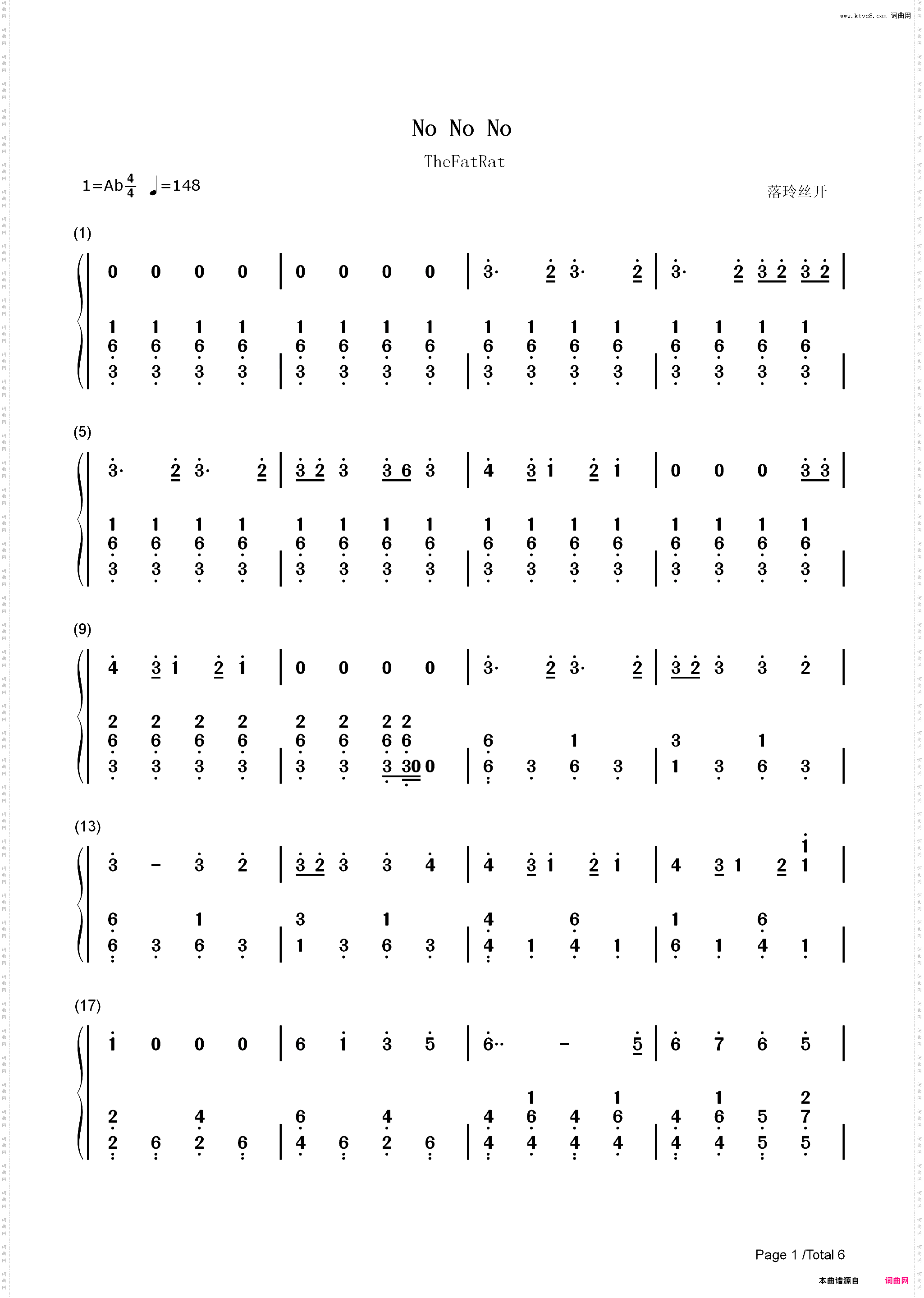No No No-TheFatRat_简谱版